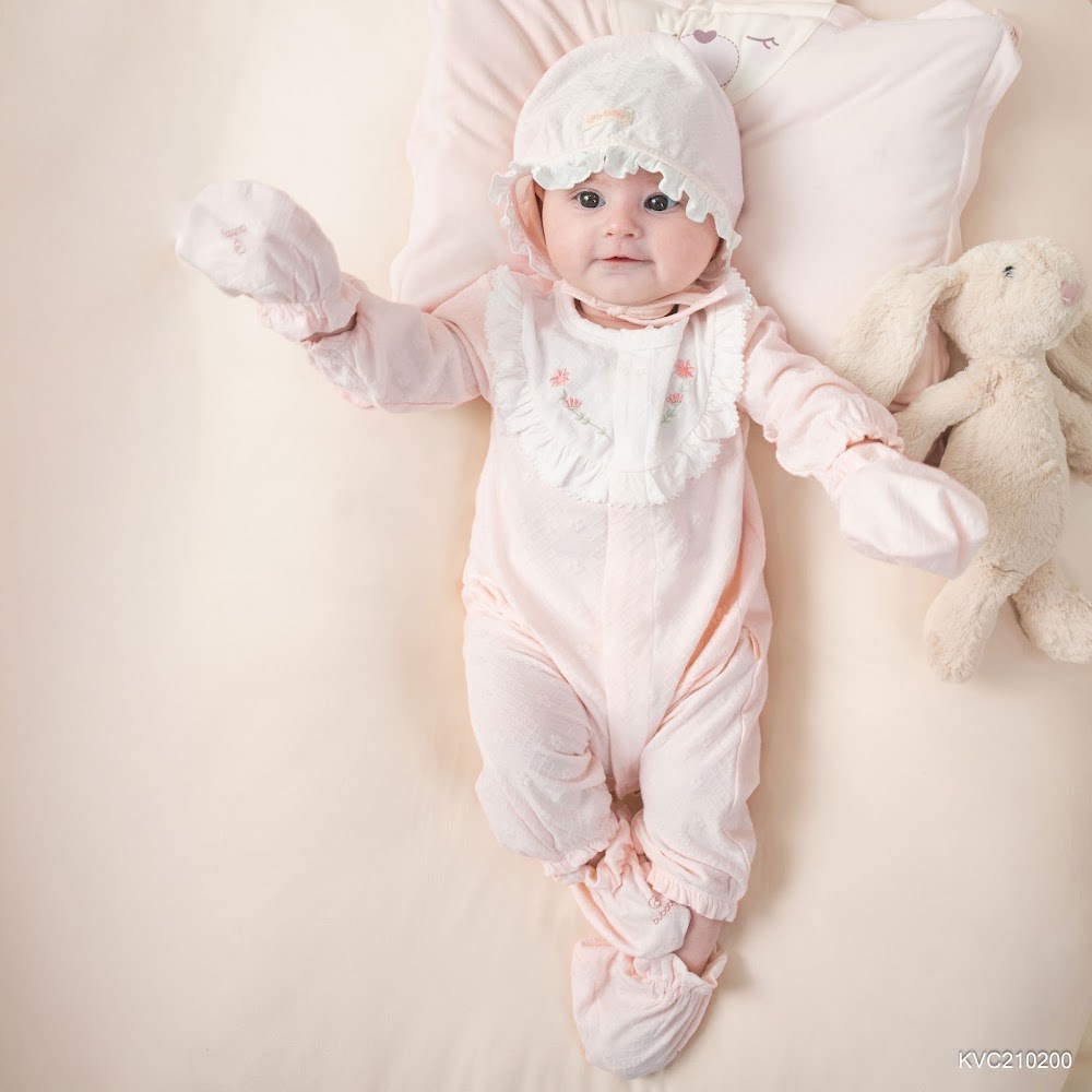 BU Baby (0M-6M) Body dài tay cài giữa, bèo đáp ngực Viscose Cotton KVC210200 | Body sơ sinh chính hãng
