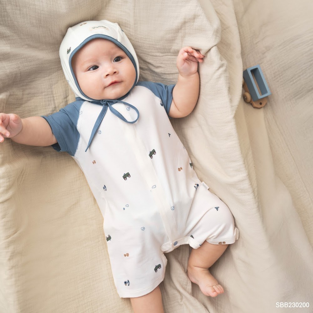 BU Baby (0M-12M) Body đùi ngắn tay cài giữa Little Car Bamboo SBB230200 | Body Sơ sinh chính hãng