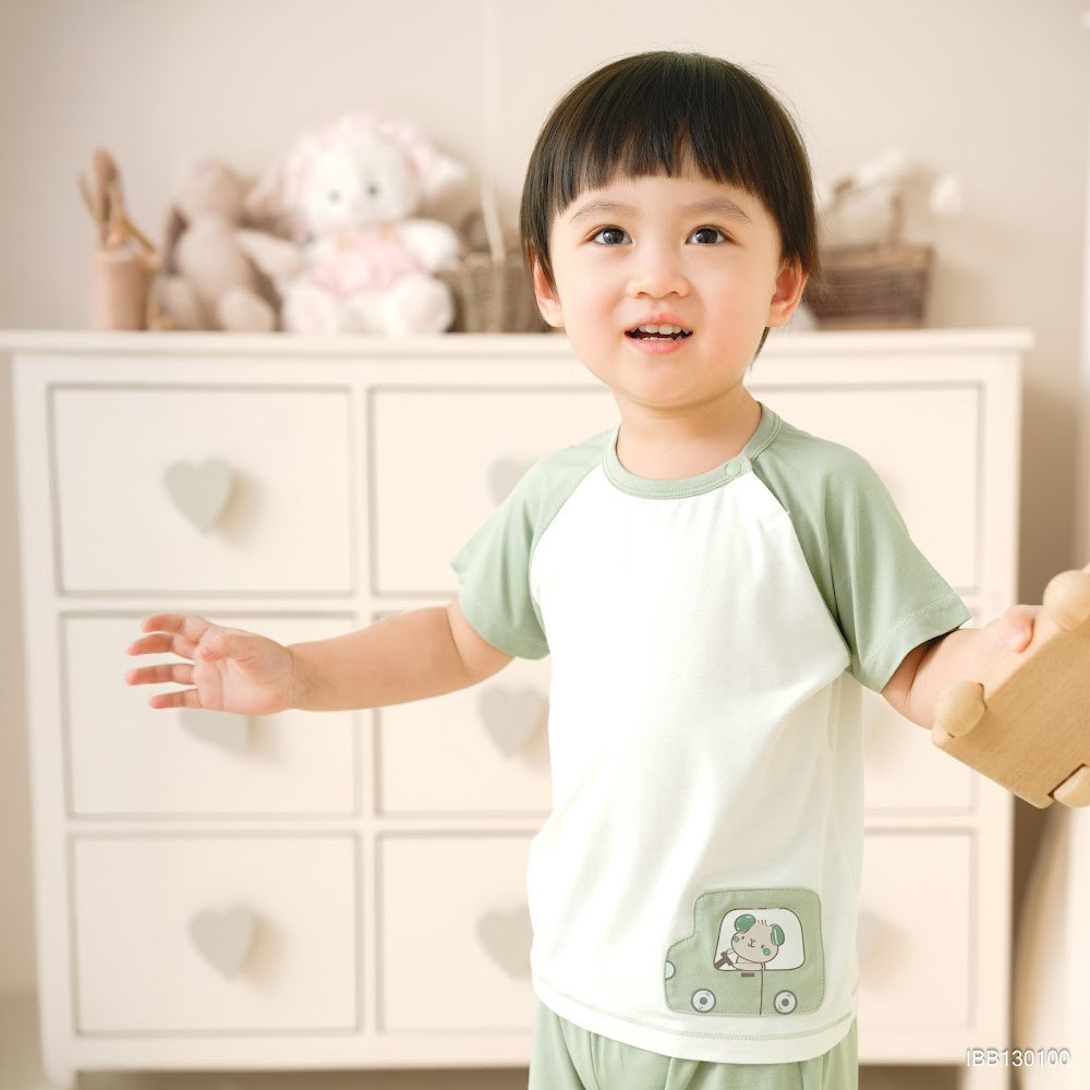 BU Baby (6M-5Y) Bộ ngắn tay cài vai Little Car BU Bamboo IBB130100 | Quần áo chính hãng