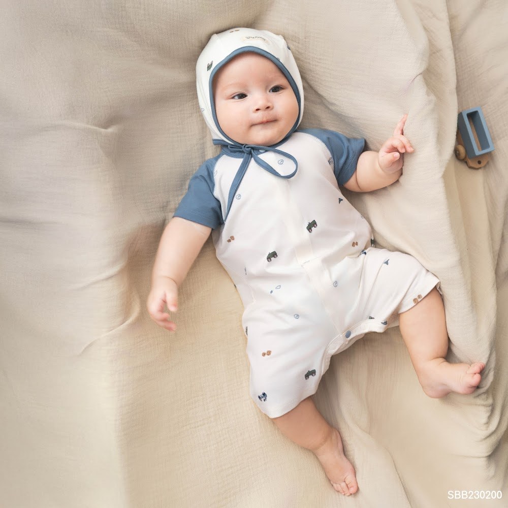 BU Baby (0M-12M) Body đùi ngắn tay cài giữa Little Car Bamboo SBB230200 | Body Sơ sinh chính hãng