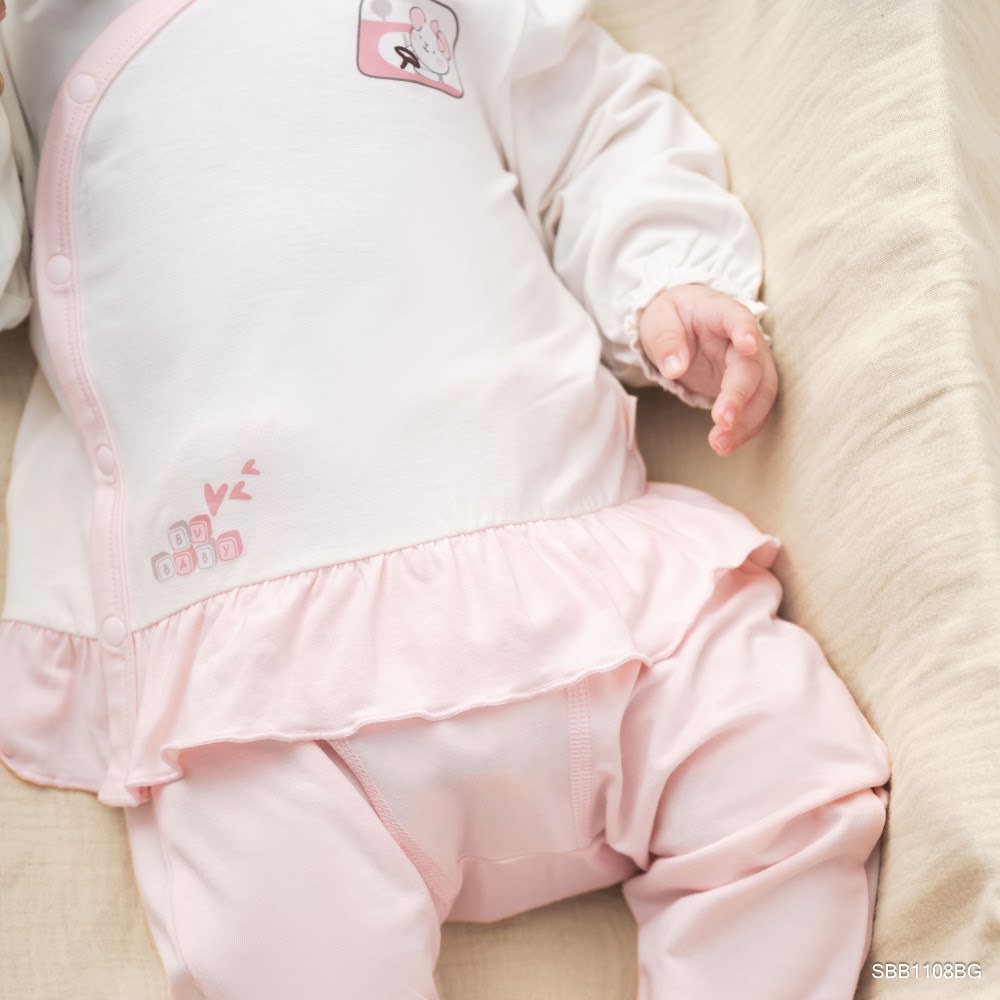 BU Baby (0M-9M) Bộ dài tay, ngắn tay cài chéo bé gái Little Car Bamboo SBB1108BG | Quần áo sơ sinh chính hãng