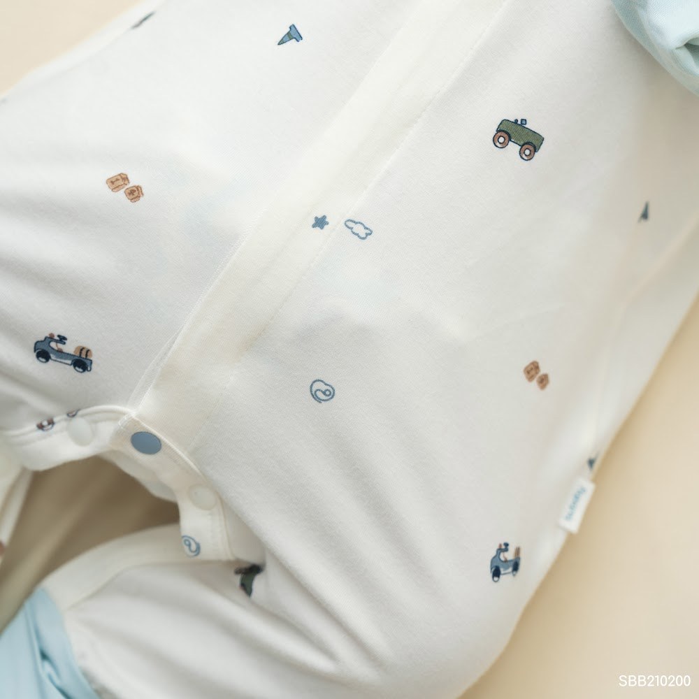 BU Baby (0M-9M) Body dài tay cài giữa Little Car Bamboo SBB210200 | Body sơ sinh chính hãng