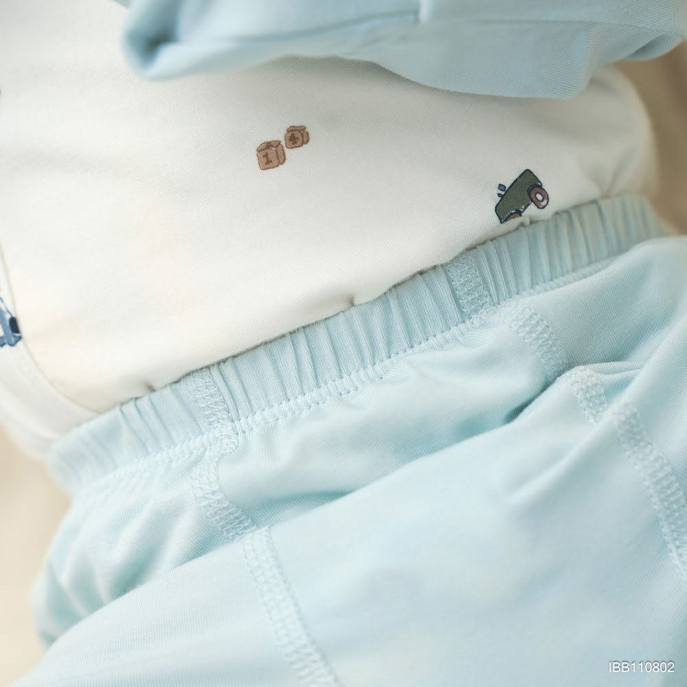 BU Baby (0M-9M) Bộ dài tay cài chéo Little Car BU Bamboo IBB110802 | Body sơ sinh chính hãng