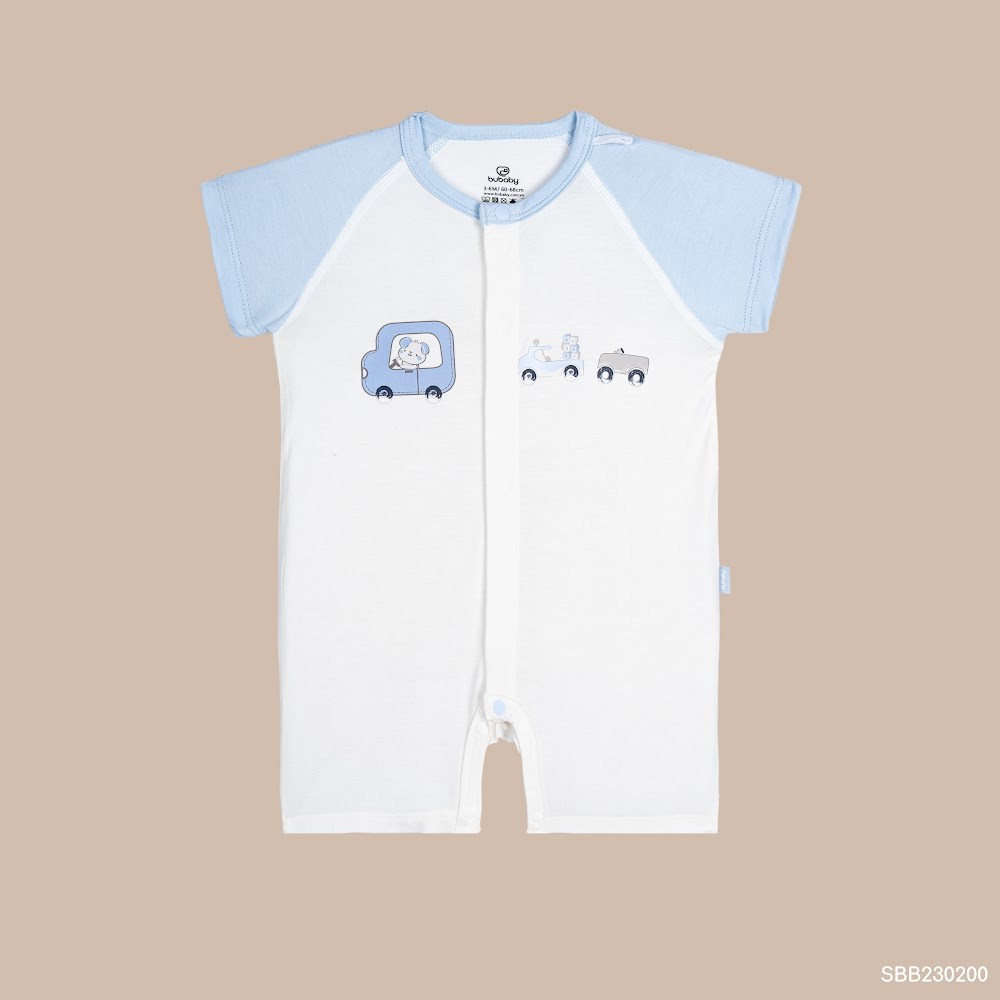 BU Baby (0M-12M) Body đùi ngắn tay cài giữa Little Car Bamboo SBB230200 | Body Sơ sinh chính hãng