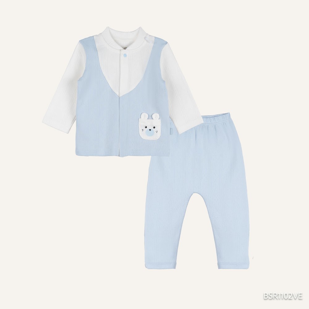 BU Baby (1M-12M) Bộ dài tay cài giữa Giả vest BU Siro BSR1102VE | Quần áo chính hãng