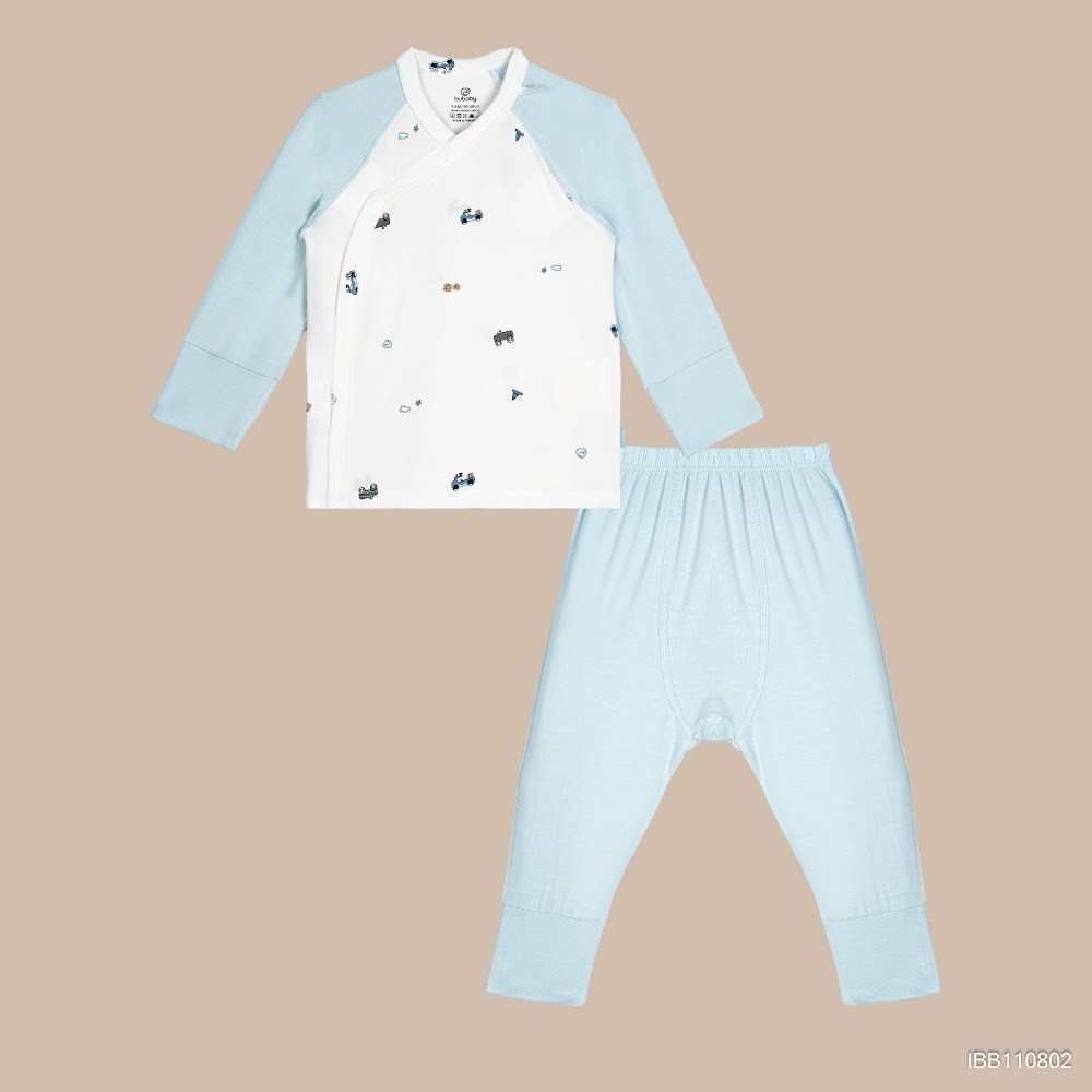 BU Baby (0M-9M) Bộ dài tay cài chéo Little Car BU Bamboo IBB110802 | Body sơ sinh chính hãng