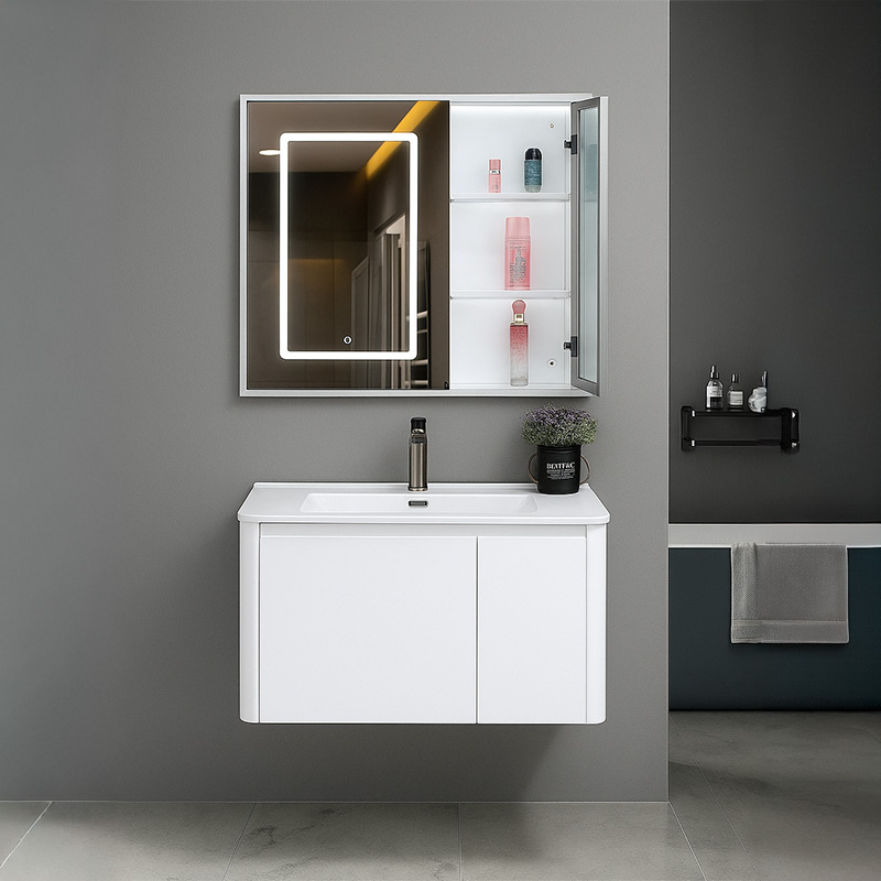 Tủ Lavabo SARIKA® TLB35 Nhựa PVC Cao Cấp Gương Led Cảm Ứng
