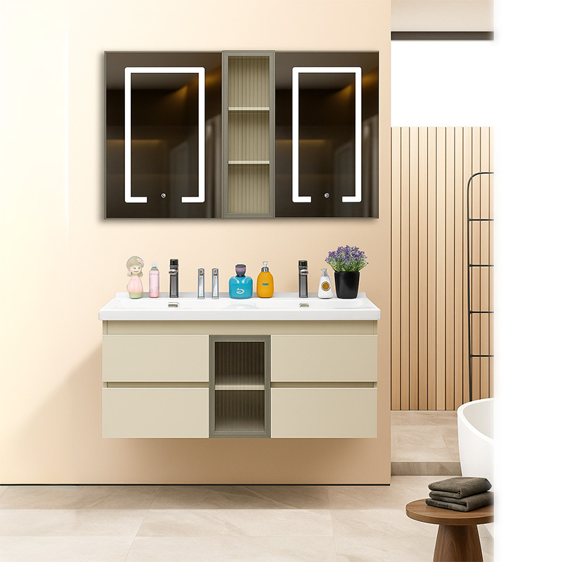 Tủ Lavabo SARIKA® TLB43 Nhựa PVC Cao Cấp Gương Đôi Led Cảm ứng