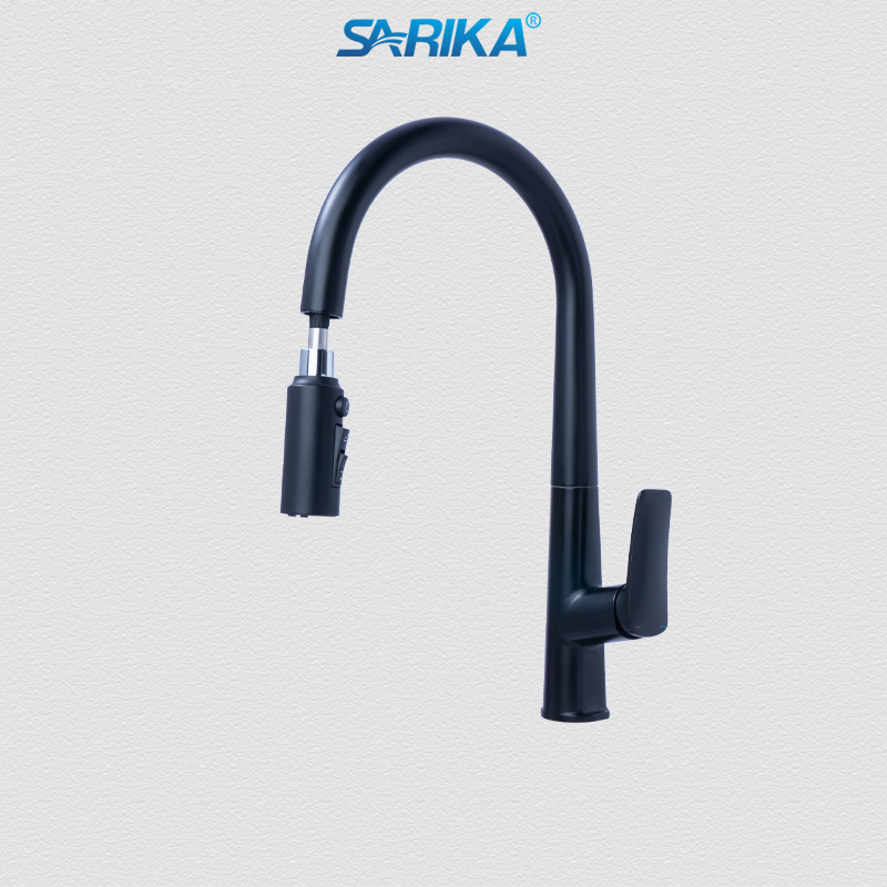 Vòi Rửa Chén Nóng Lạnh SARIKA® SR330 Đồng Thau Mạ Crom Đen