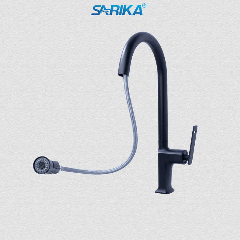 Vòi Rửa Chén Nóng Lạnh SARIKA® SR329 Đồng Thau Mạ Crom Đen