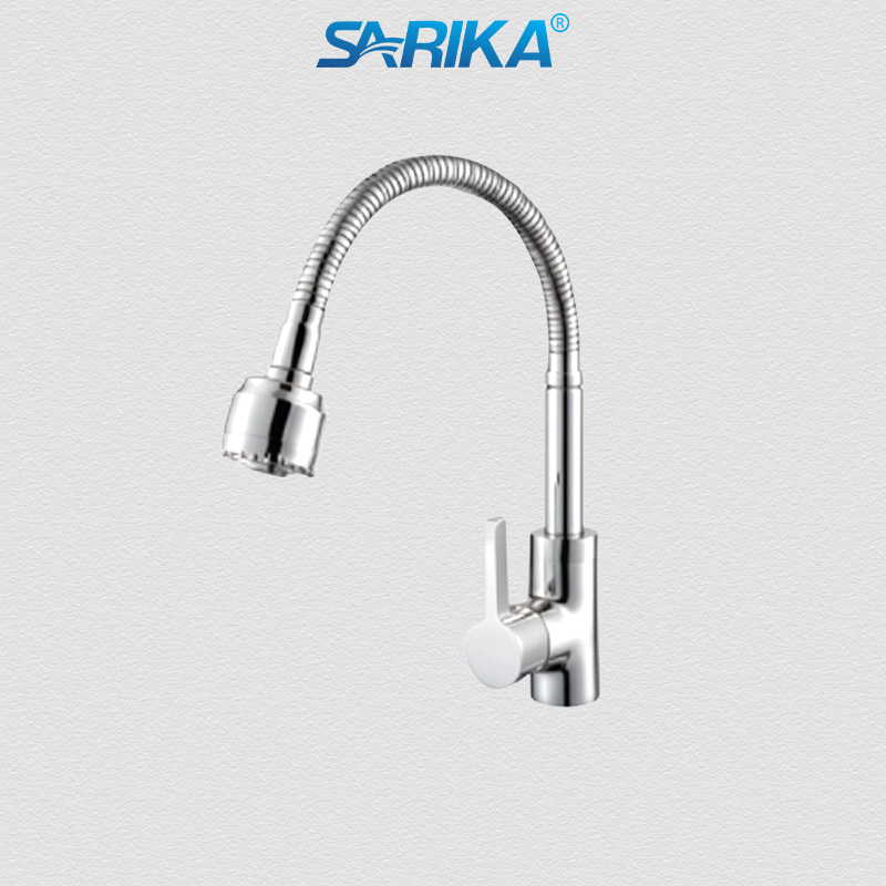 Vòi Rửa Chén Nóng Lạnh SARIKA® SR317 Đồng Thau Mạ Crom Vòi Ruột Gà
