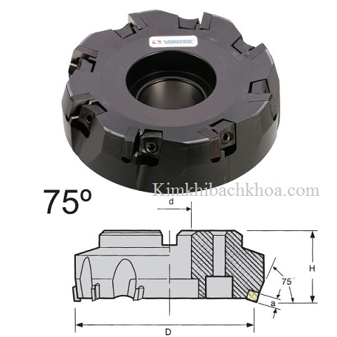 Đài dao phay khỏa mặt góc 75 độ Vertex