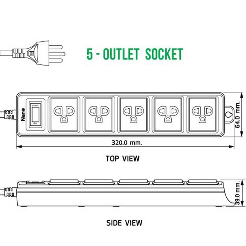 5 Ổ CẮM CHỊU TẢI + DÂY DÀI 3M,5M 10A/16A -ET05-10A/16A-3M/5M-W/B