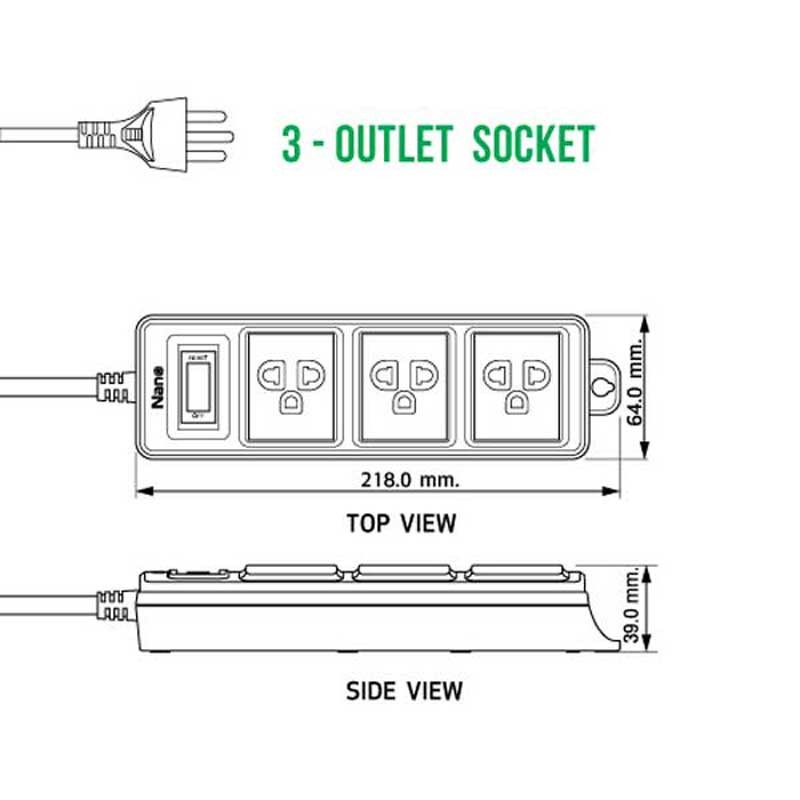 3 Ổ CẮM + DÂY DÀI 3M, 5M 10A/16A - ET03-10A/16A-3M/5M-W/B