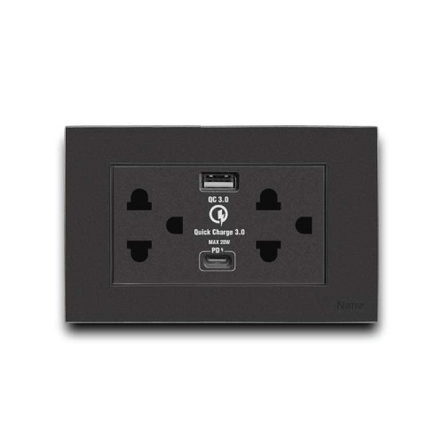 BỘ MẶT NHỰA + Ổ CẮM ĐÔI 3 + 1 CỔNG USB 1 CỔNG TYPE C CP-66UW