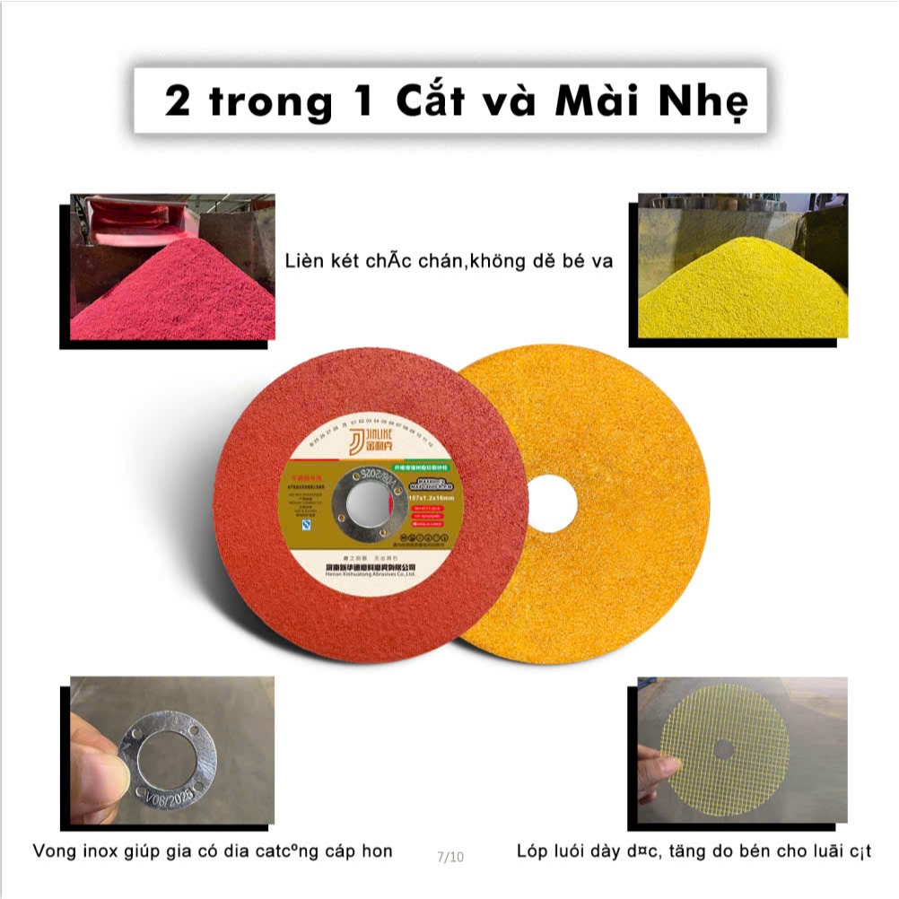 ĐÁ CẮT INOX, ĐÁ CẮT SẮT JINLIKE NHẬP KHẨU CHÍNH HÃNG 180MM