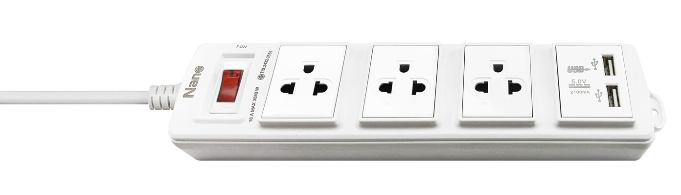 3 Ổ CẮM + DÂY DÀI 3M, 5M 10A/16A - ET03-10A/16A-3M/5M-W/B