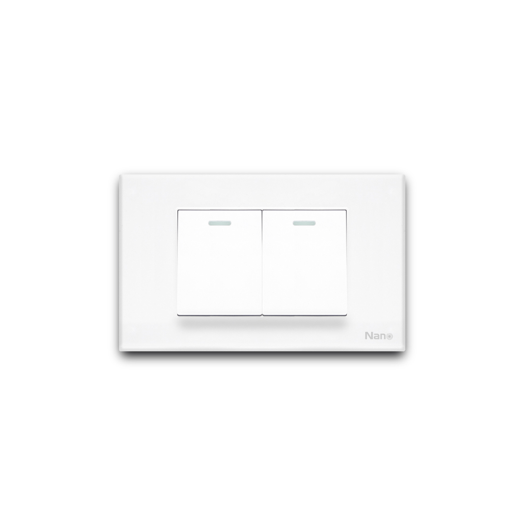 BỘ MẶT NHỰA + 2 CÔNG TẮC TO  CP11-W