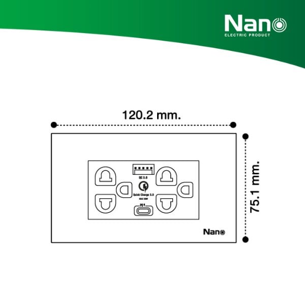BỘ MẶT NHỰA + Ổ CẮM ĐÔI 3 + 1 CỔNG USB 1 CỔNG TYPE C CP-66UW