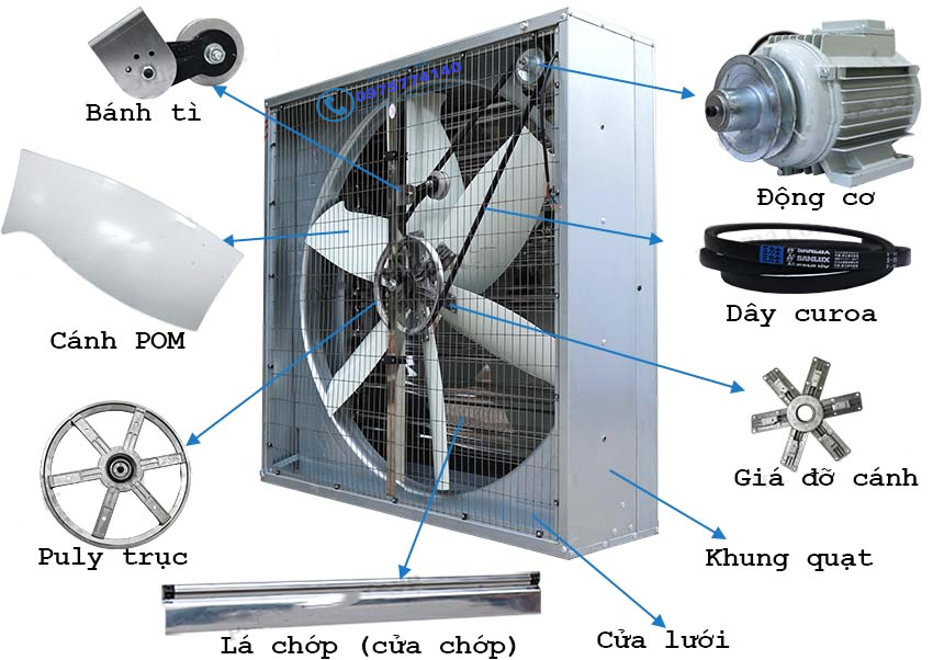 Quạt thông gió công nghiệp cánh POM 1220x1220