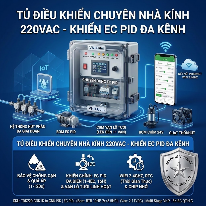 TỦ ĐIỀU KHIỂN CHUYÊN NHÀ KÍNH 220VAC - KHIỂN EC PID