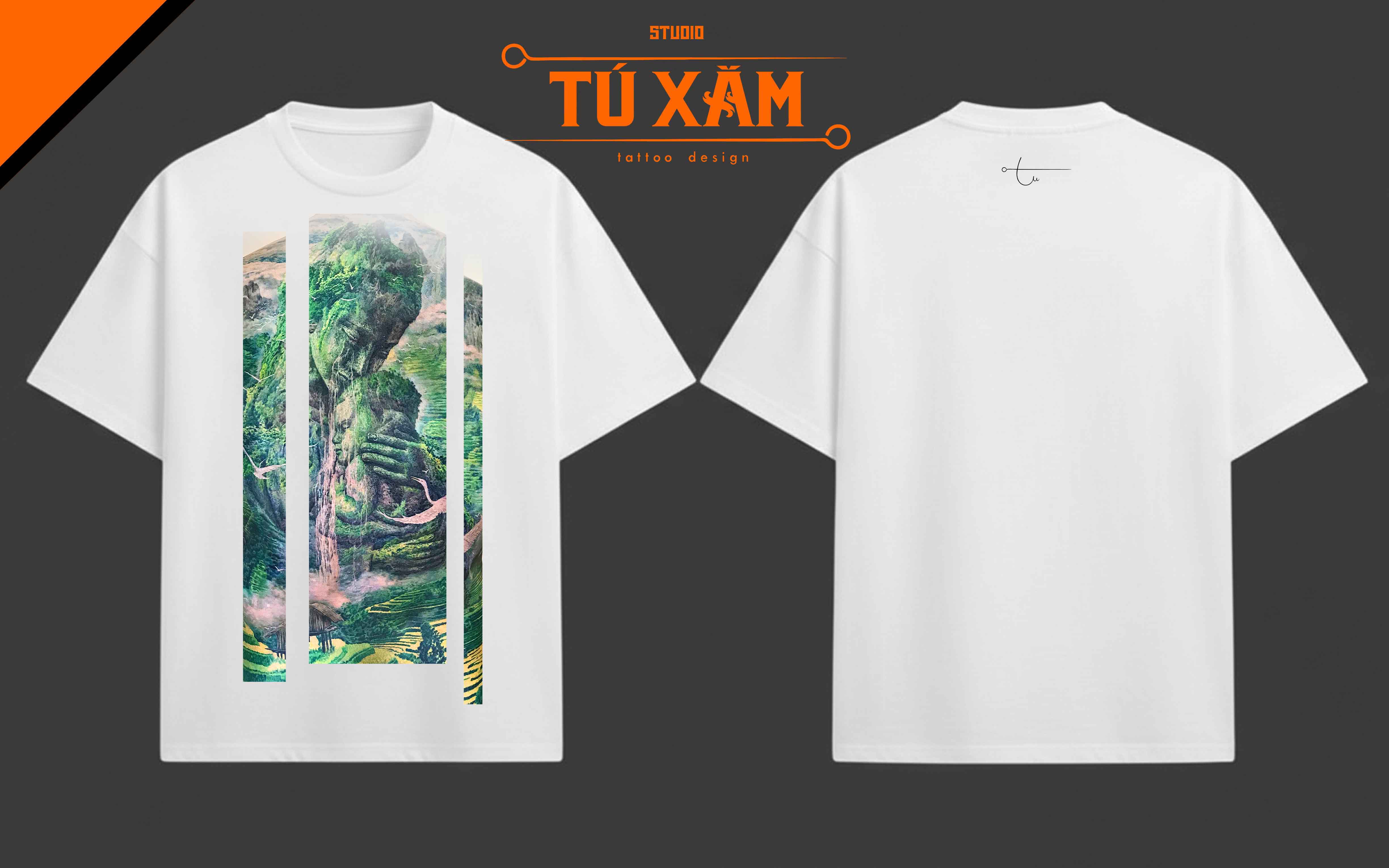 Áo thun hình xăm – Người đàn bà hóa đá – unisex form rộng tay lỡ, cotton 100% 250gsm, in DTG siêu thoáng, tattoo art cao cấp,  độc quyền Master Tú Đen