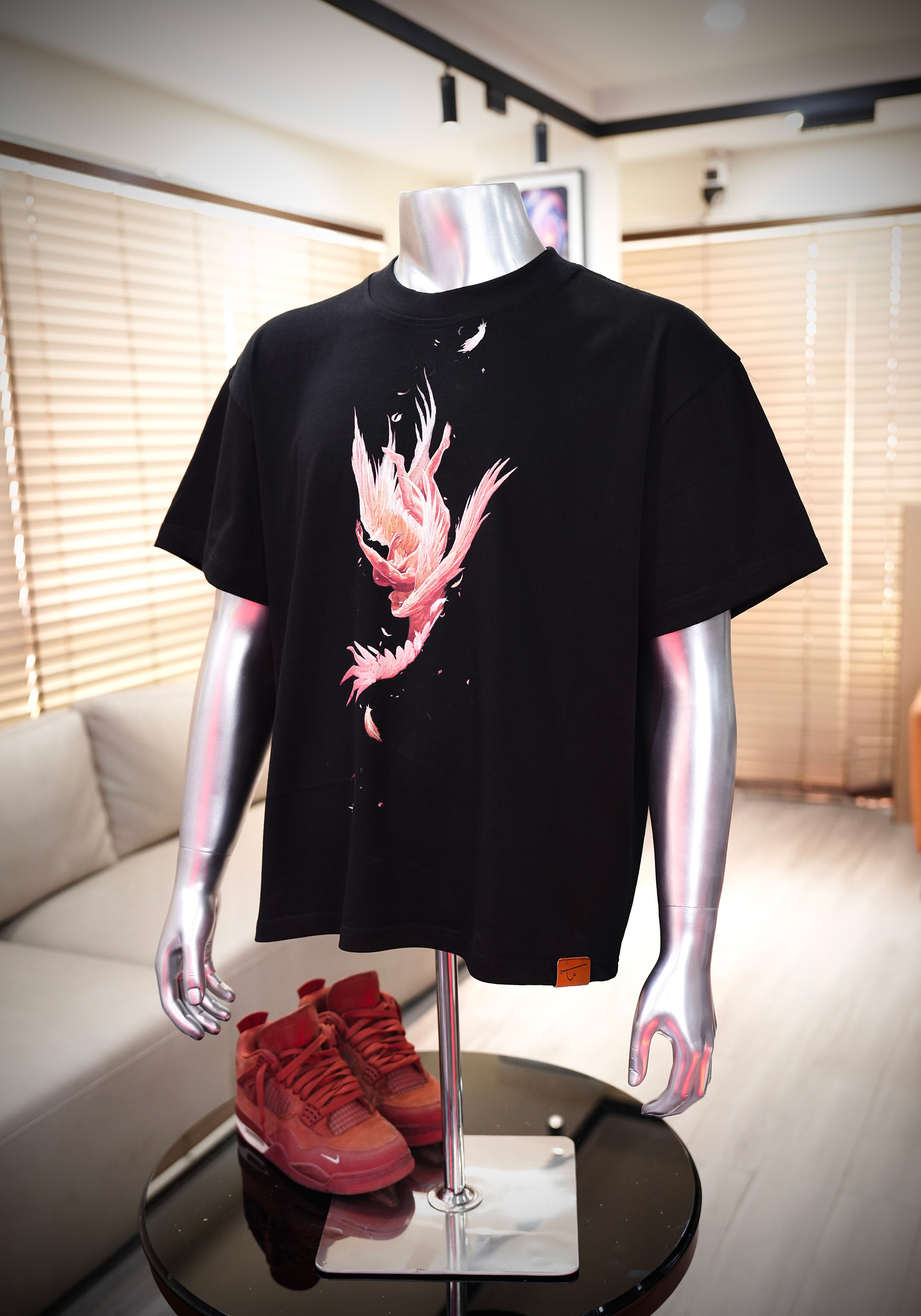 Áo thun TX02 - Thiên Thần Sa Ngã – form  boxy, cotton organic 300gsm, in DTG siêu thoáng, tattoo art cao cấp,  độc quyền Master Tú Đen