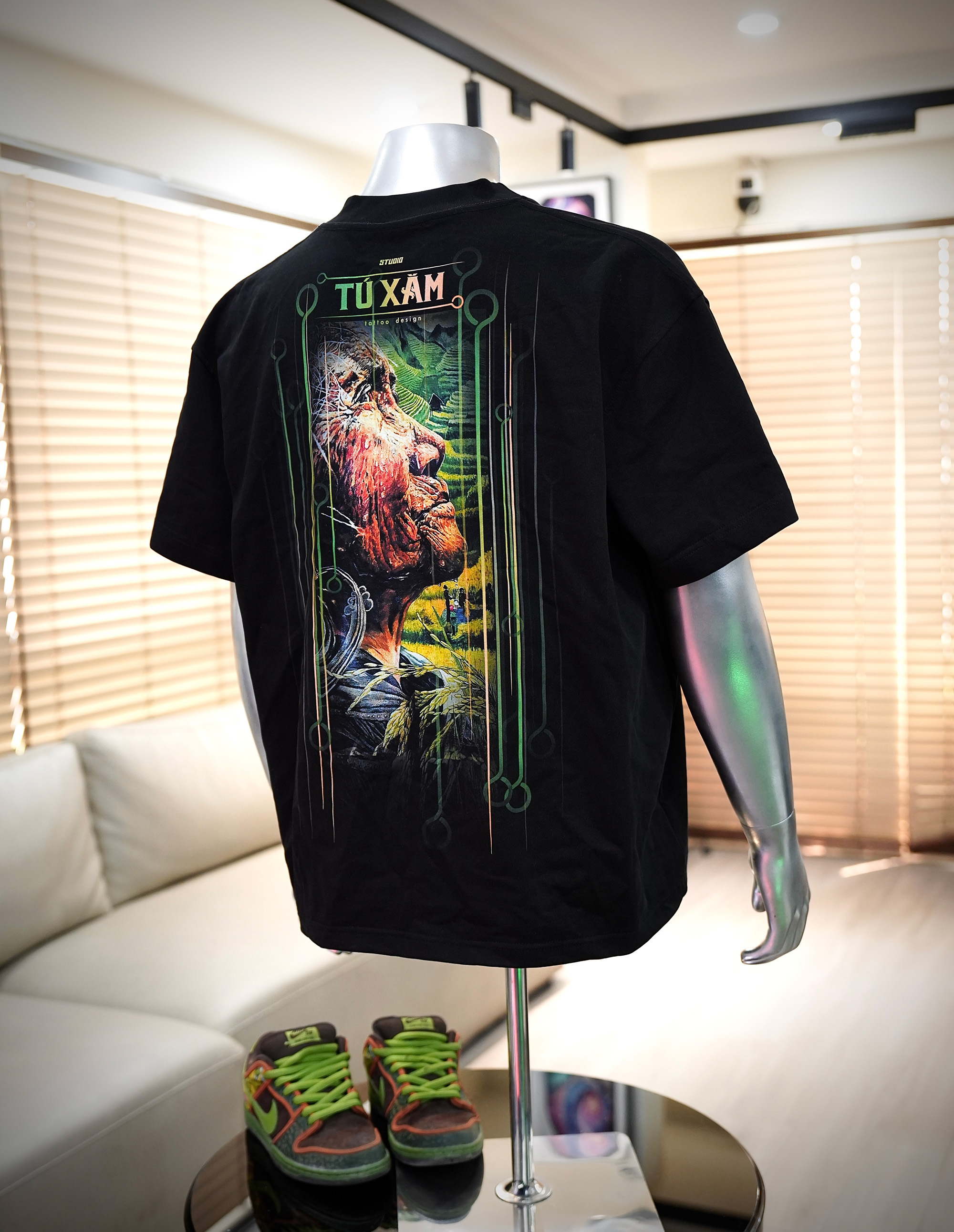 Áo thun TX01 - Mẹ – form  boxy, cotton organic 300gsm, in DTG siêu thoáng, tattoo art cao cấp,  độc quyền Master Tú Đen