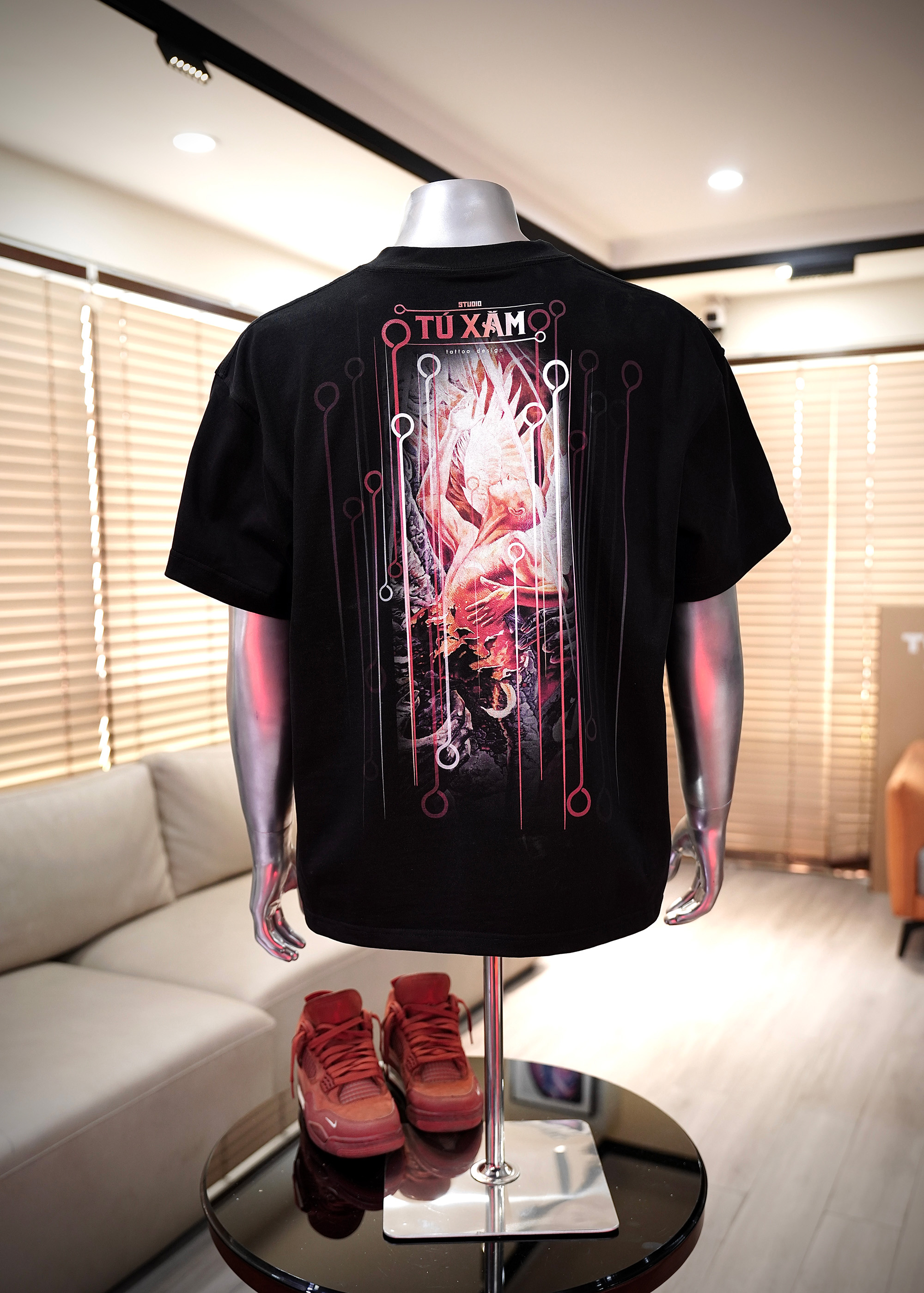 Áo thun TX02 - Thiên Thần Sa Ngã – form  boxy, cotton organic 300gsm, in DTG siêu thoáng, tattoo art cao cấp,  độc quyền Master Tú Đen