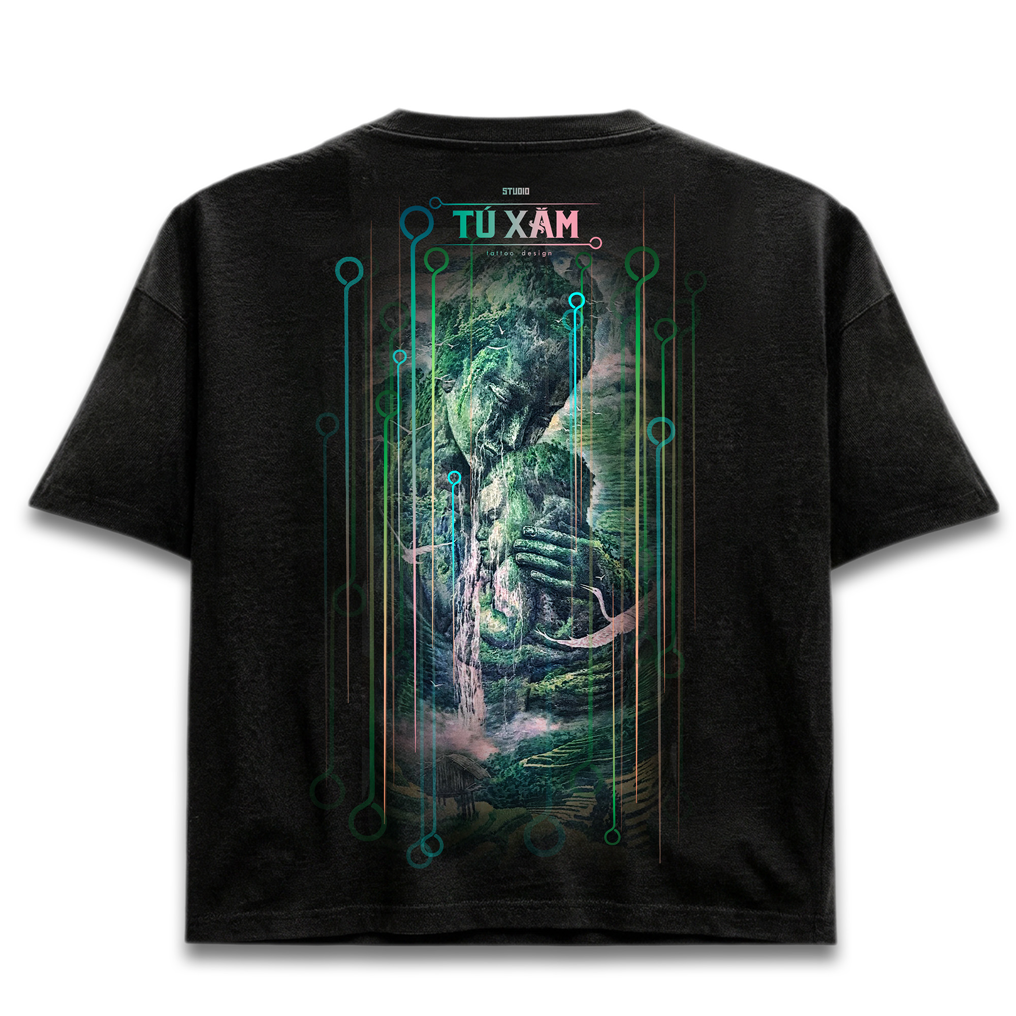 Áo thun TX03 - Người đàn bà hóa đá – form  boxy, cotton organic 300gsm, in DTG siêu thoáng, tattoo art cao cấp,  độc quyền Master Tú Đen
