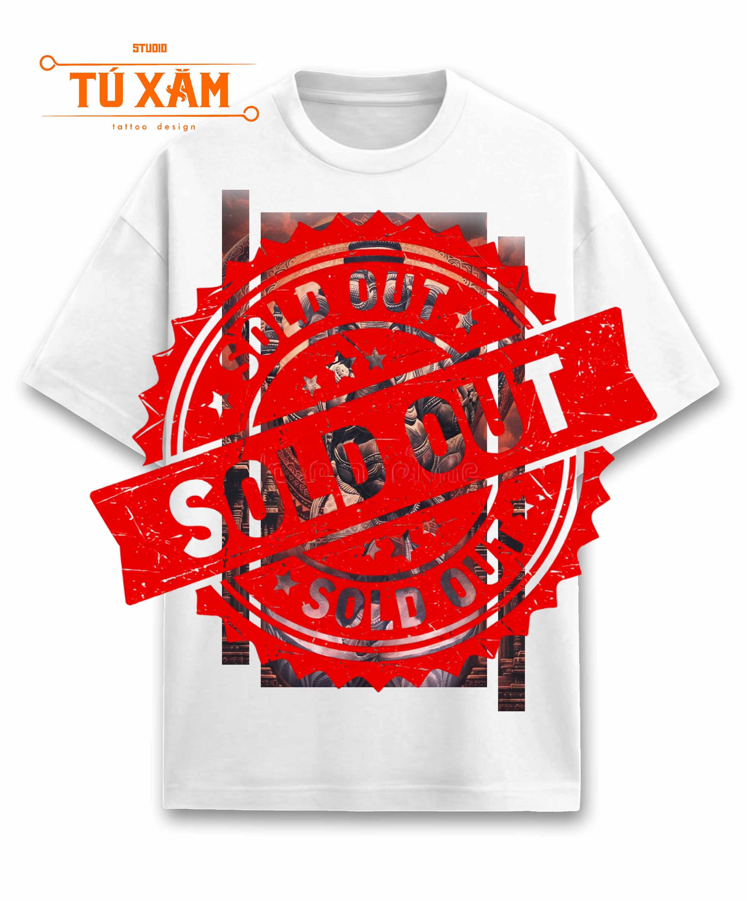 Áo thun hình xăm – Ganesha – unisex form rộng tay lỡ, cotton 100% 250gsm, in DTG siêu thoáng, tattoo art cao cấp, độc quyền Master Tú Đen