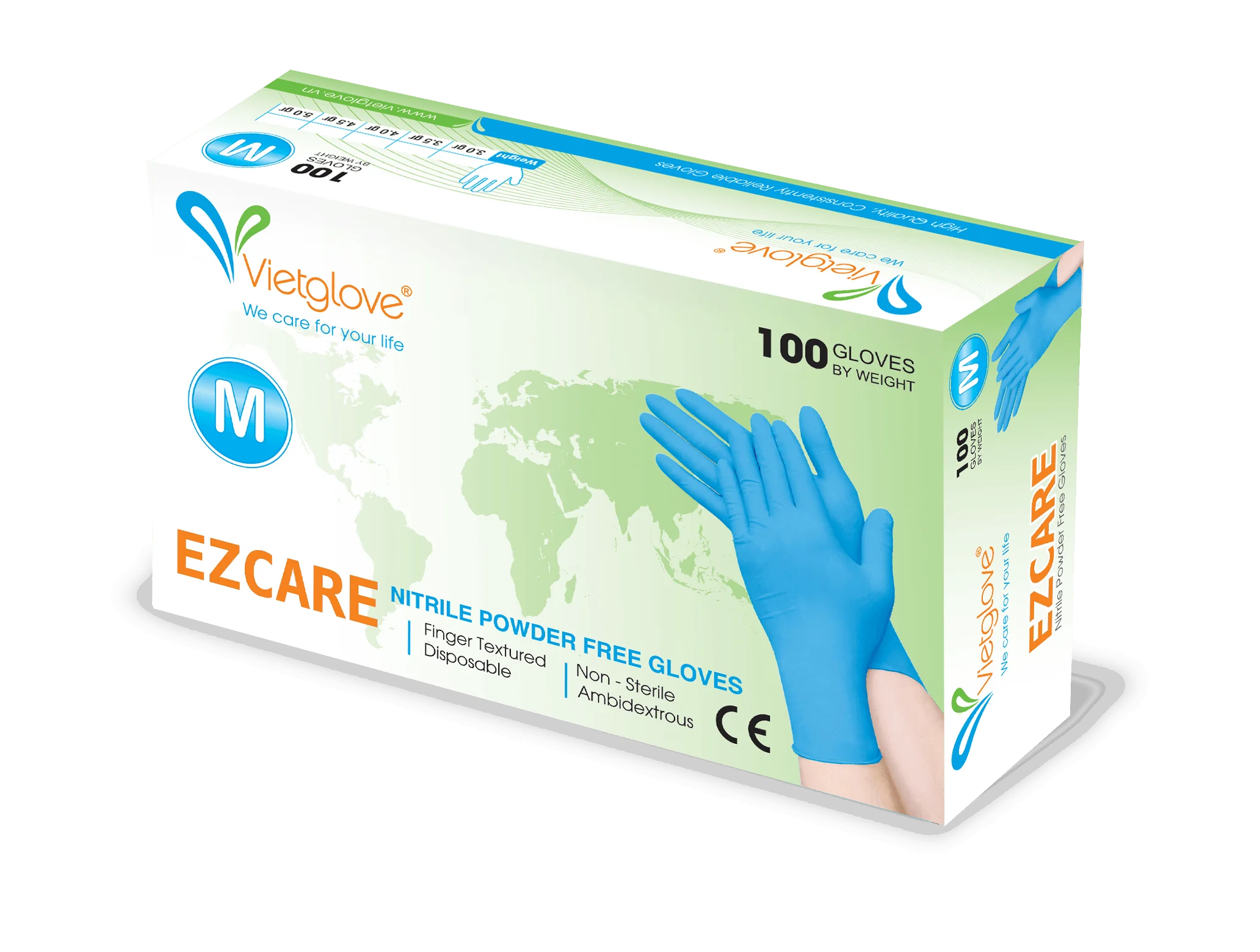 Găng tay Ezcare Nitrile Vietglove – Găng tay cao su y tế không bột, màu đen, chống hóa chất, bảo vệ tay khi xăm và vệ sinh studio