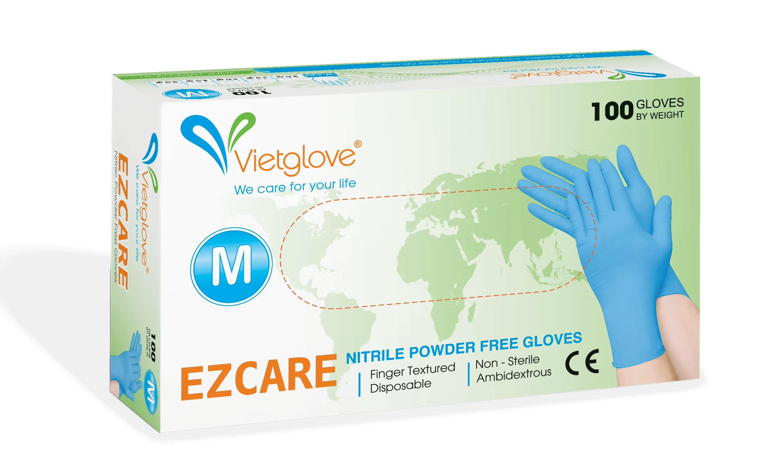 Găng tay Ezcare Nitrile Vietglove – Găng tay cao su y tế không bột, màu đen, chống hóa chất, bảo vệ tay khi xăm và vệ sinh studio