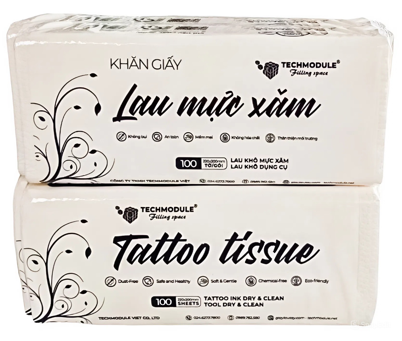 Giấy lau mực xăm TECHMODULE – Khăn giấy lau khô mực và dụng cụ xăm cao cấp, mềm, dai, không bụi, an toàn cho da, chuyên dùng cho studio tattoo