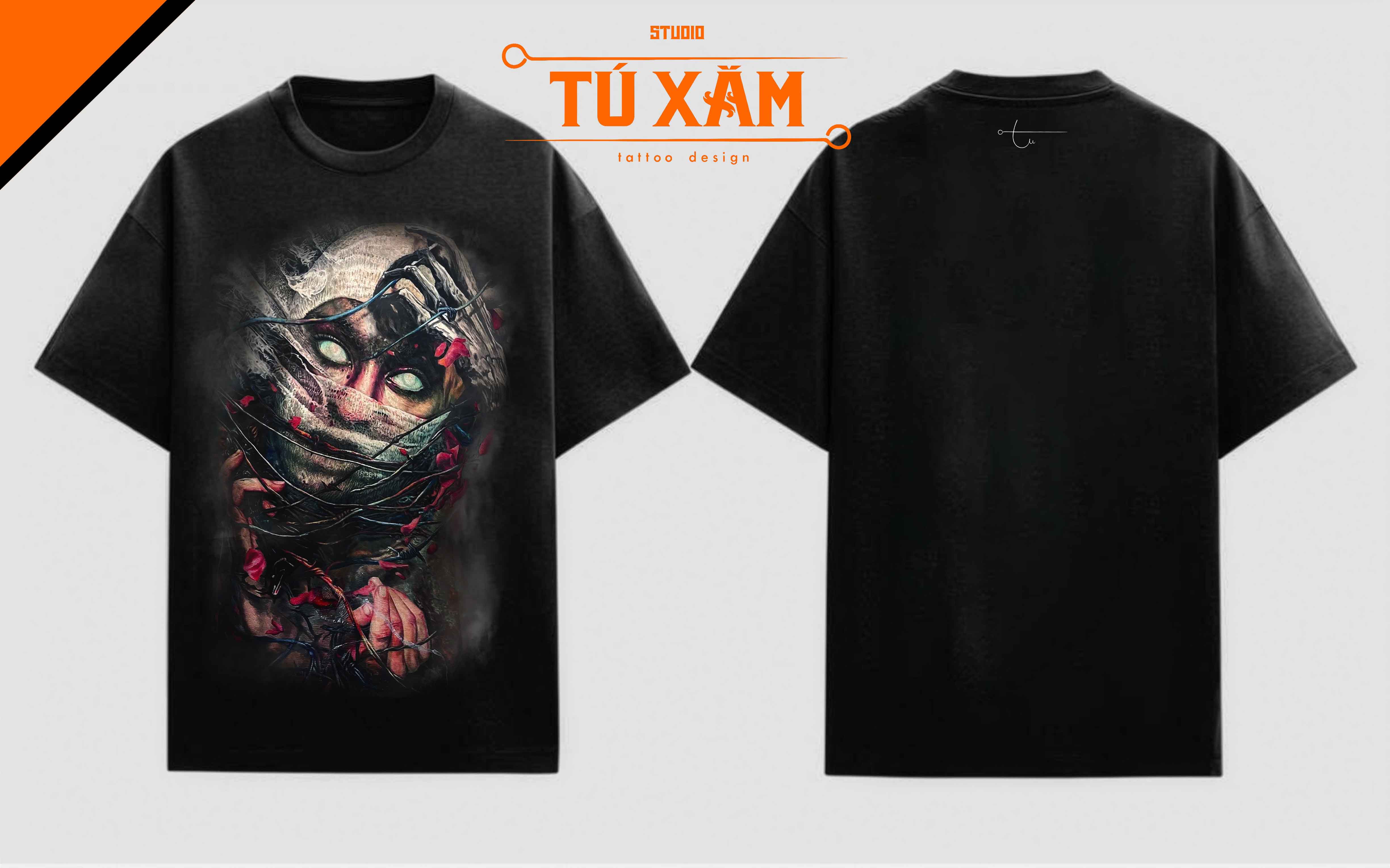 Áo thun hình xăm – Hopeless – unisex form rộng tay lỡ, cotton 100% 250gsm, in DTG siêu thoáng, thiết kế tattoo art cao cấp,  độc quyền Master Tú Đen