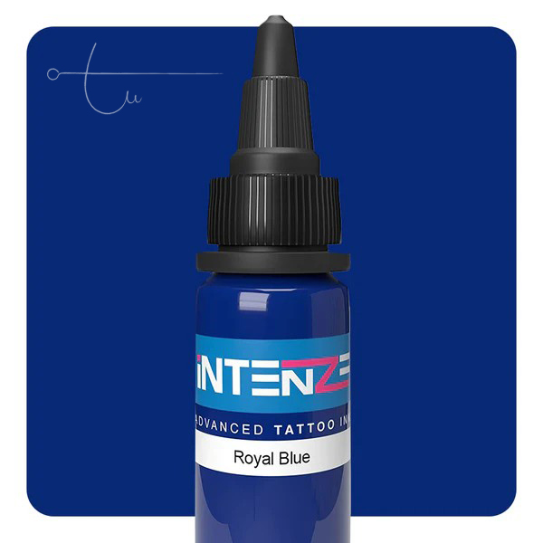 Mực xăm Intenze 1oz Royal Blue – mực xanh dương đậm, tươi rực, chuyên cho tattoo màu và blend khối lạnh