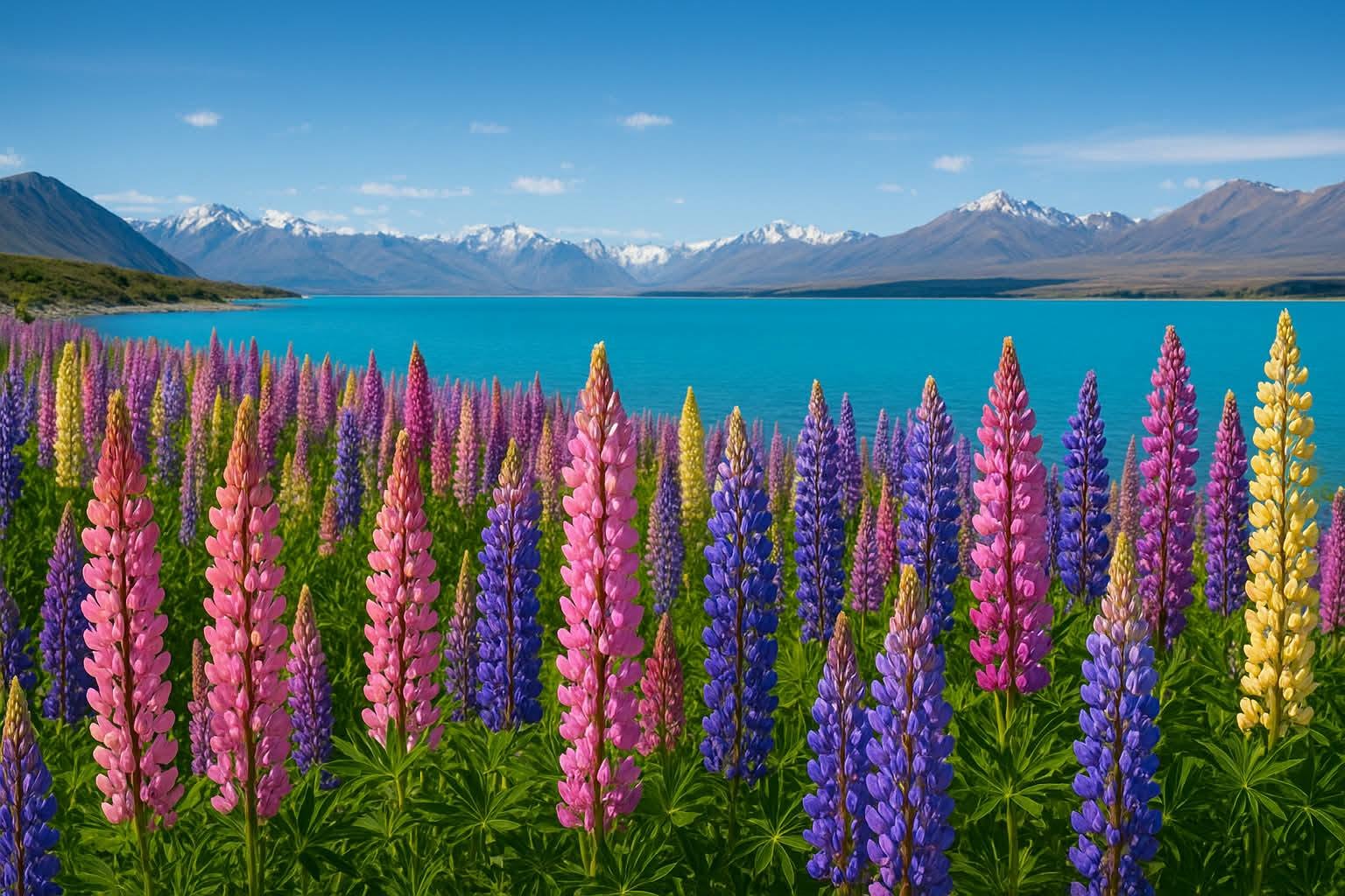 Mùa hè New Zealand, mùa của những thảm hoa Lupin khoe sắc