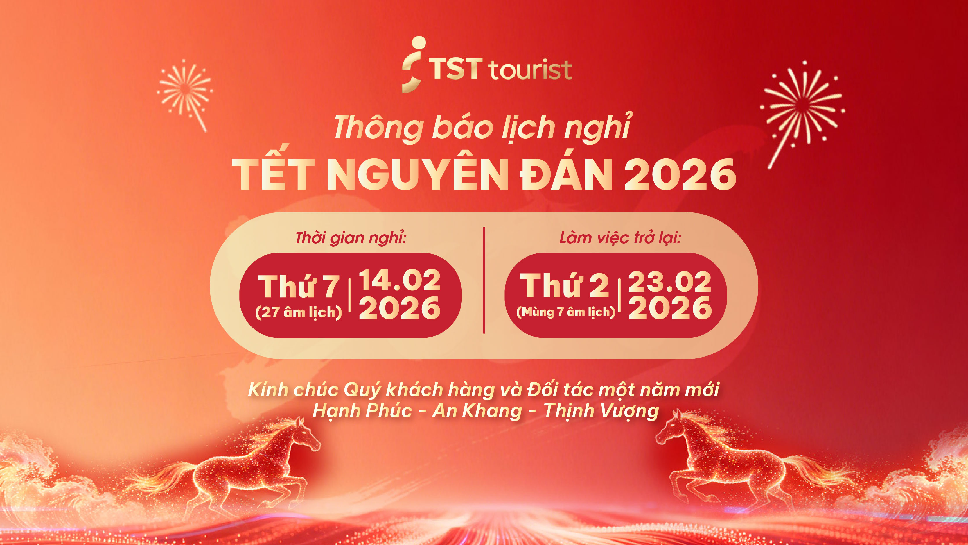 TST Tourist thông báo lịch nghỉ Tết Nguyên đán 2026