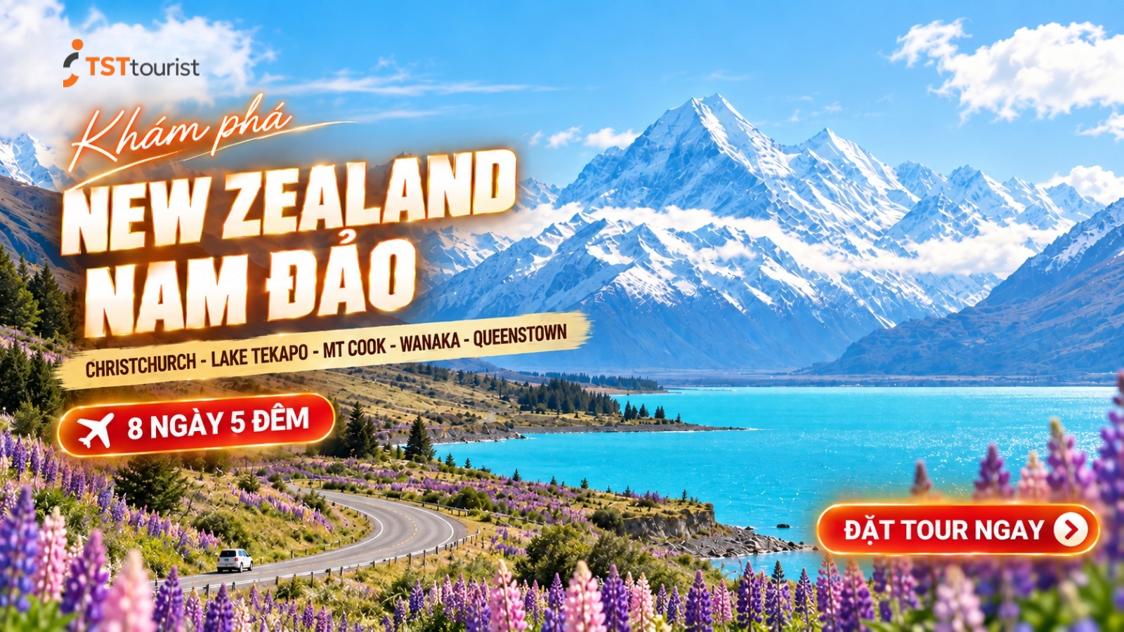 Tour New Zealand Nam Đảo: Christchurch – Lake Tekapo – Mt Cook