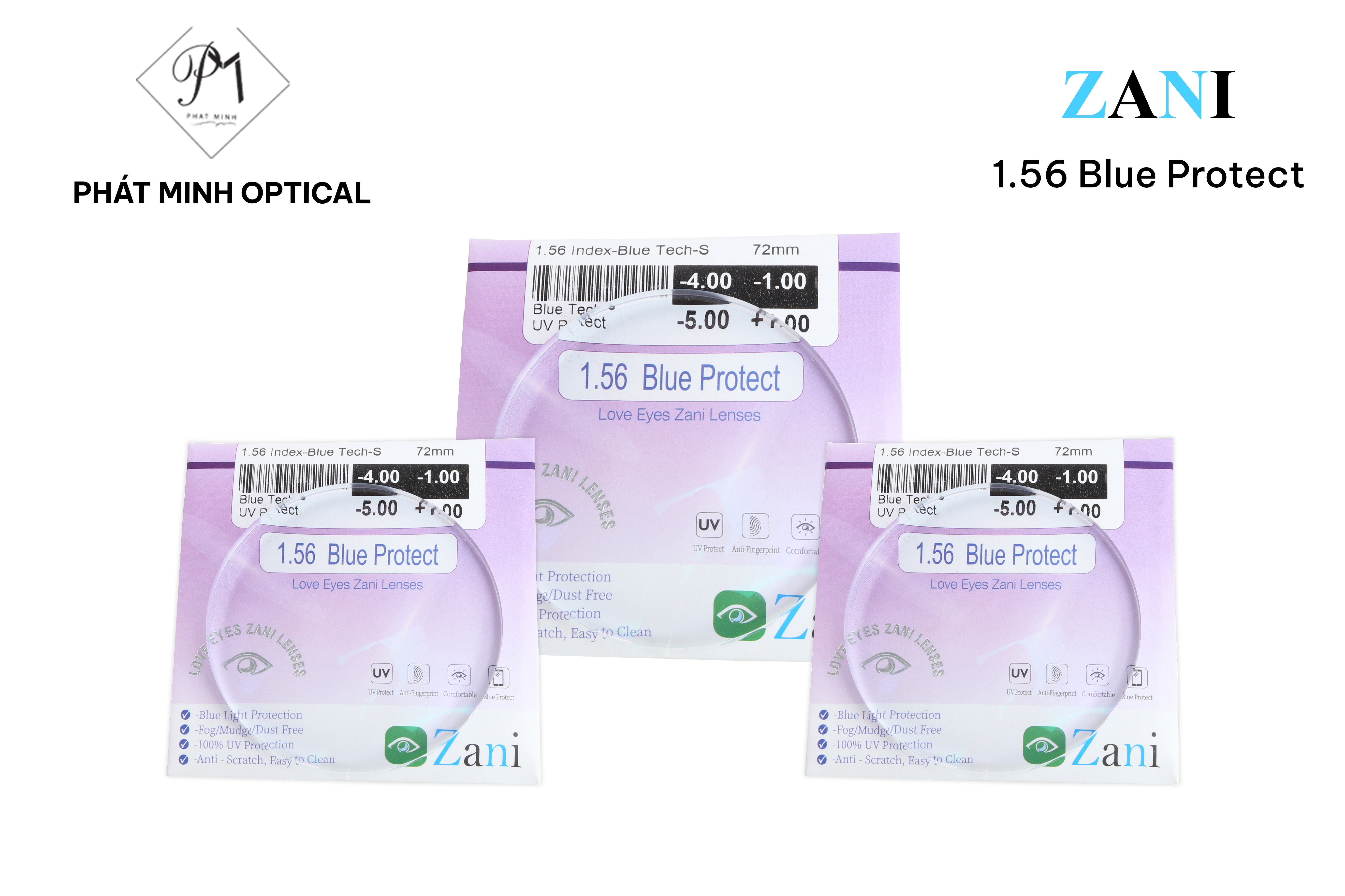 Tròng kính Zani 1.56 Blue Protect