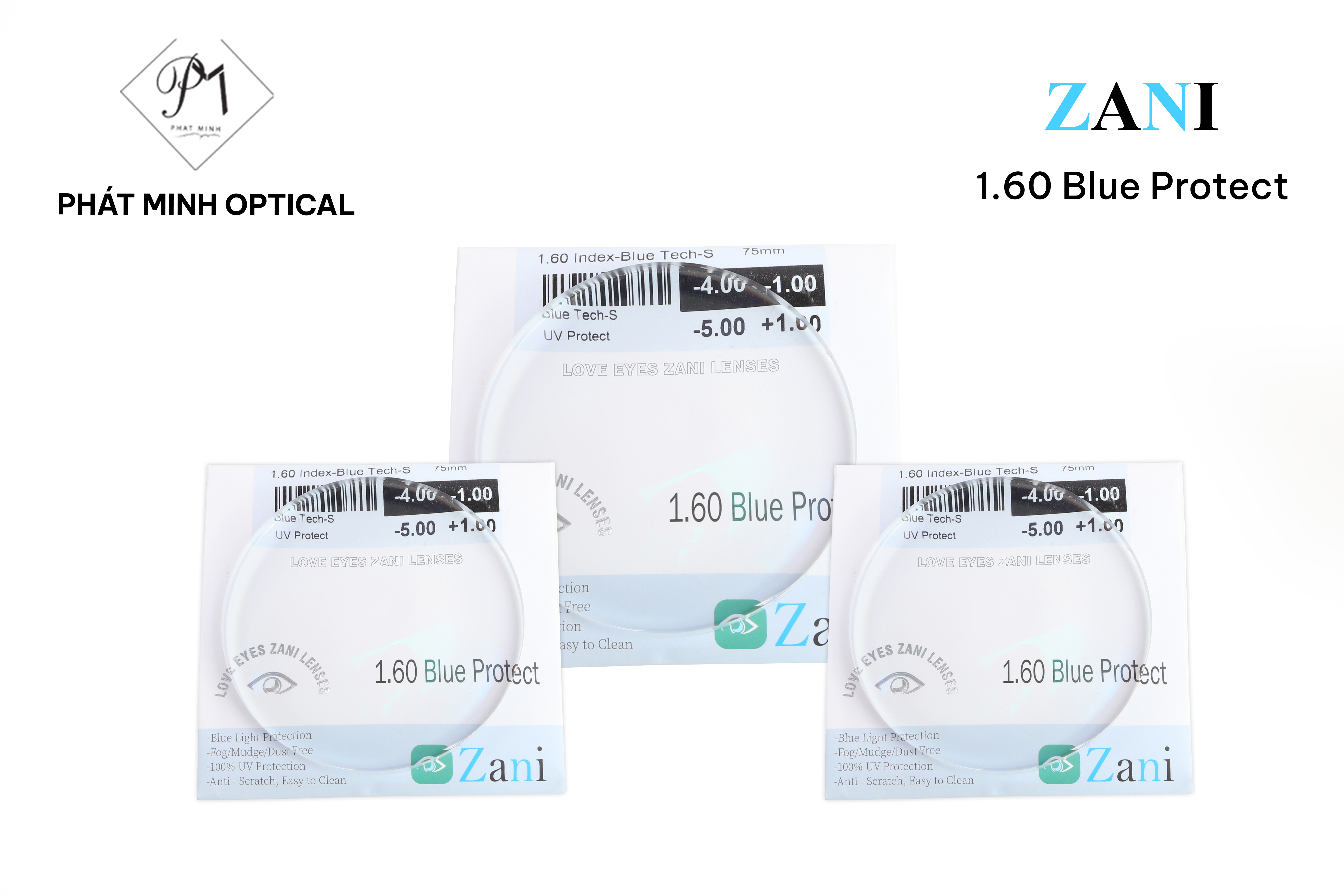 Tròng kính Zani 1.60 Blue Protect