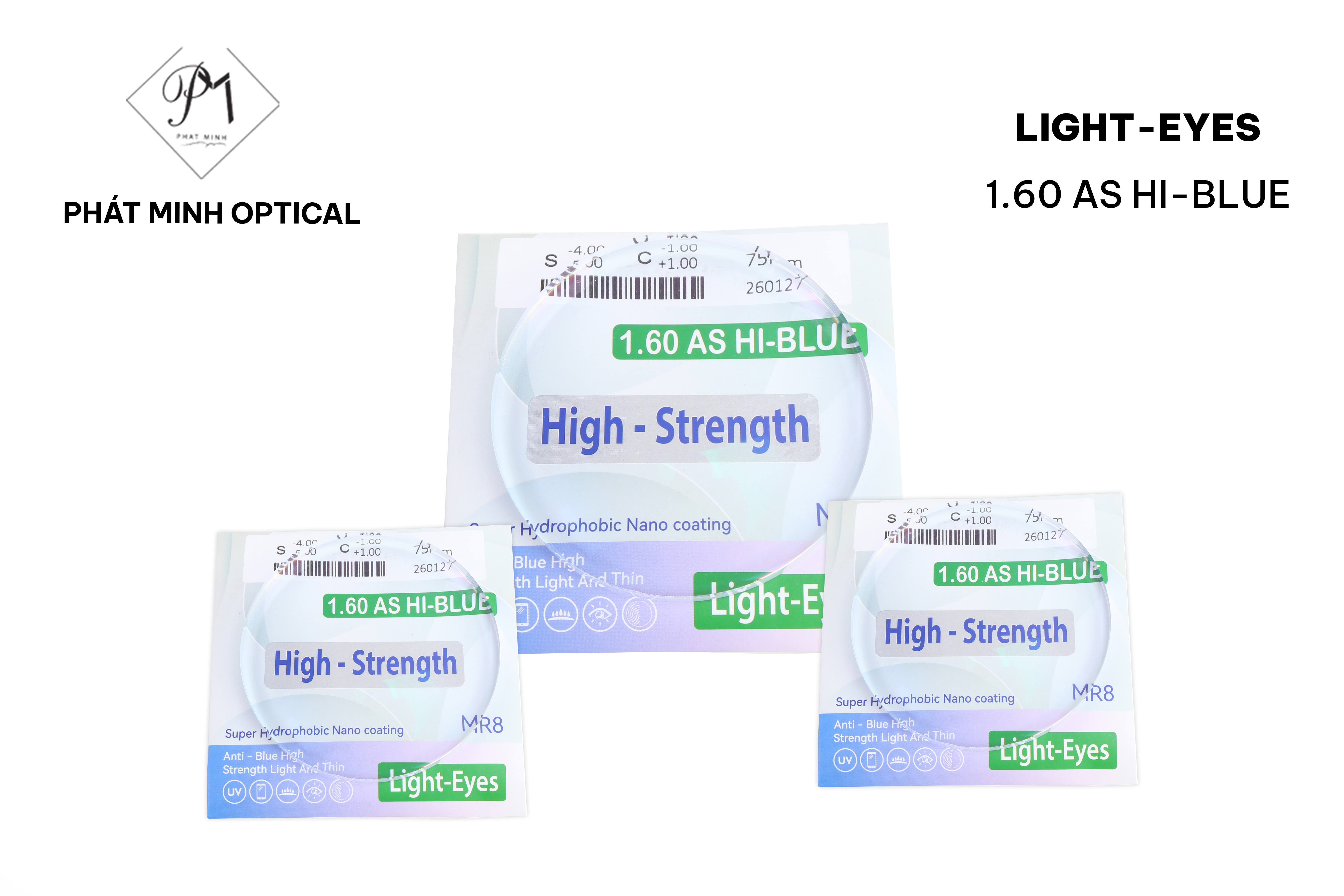 Tròng kính Light Eyes 1.60 Hi - Blue
