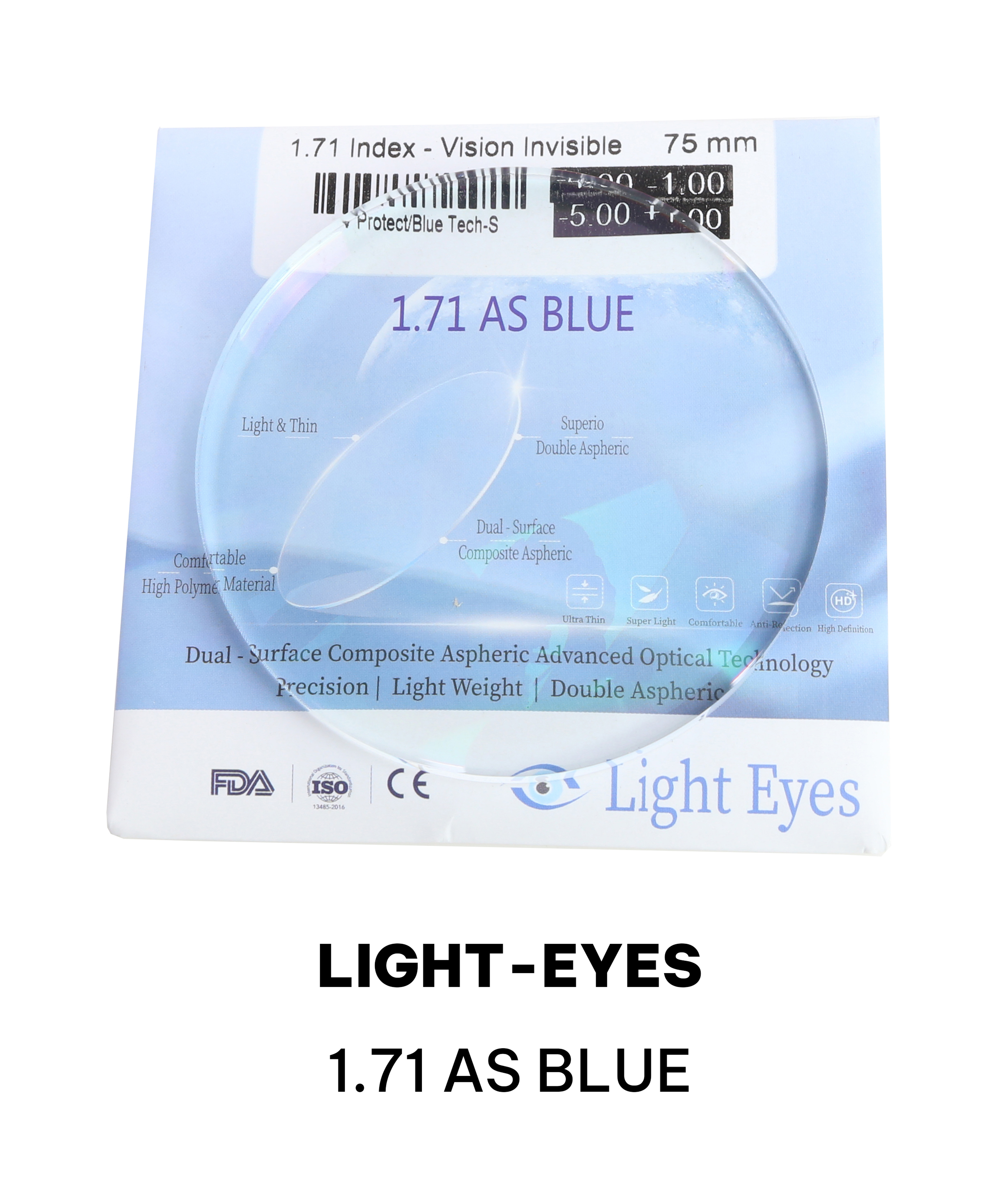 Tròng kính Light Eyes 1.71 AS Blue