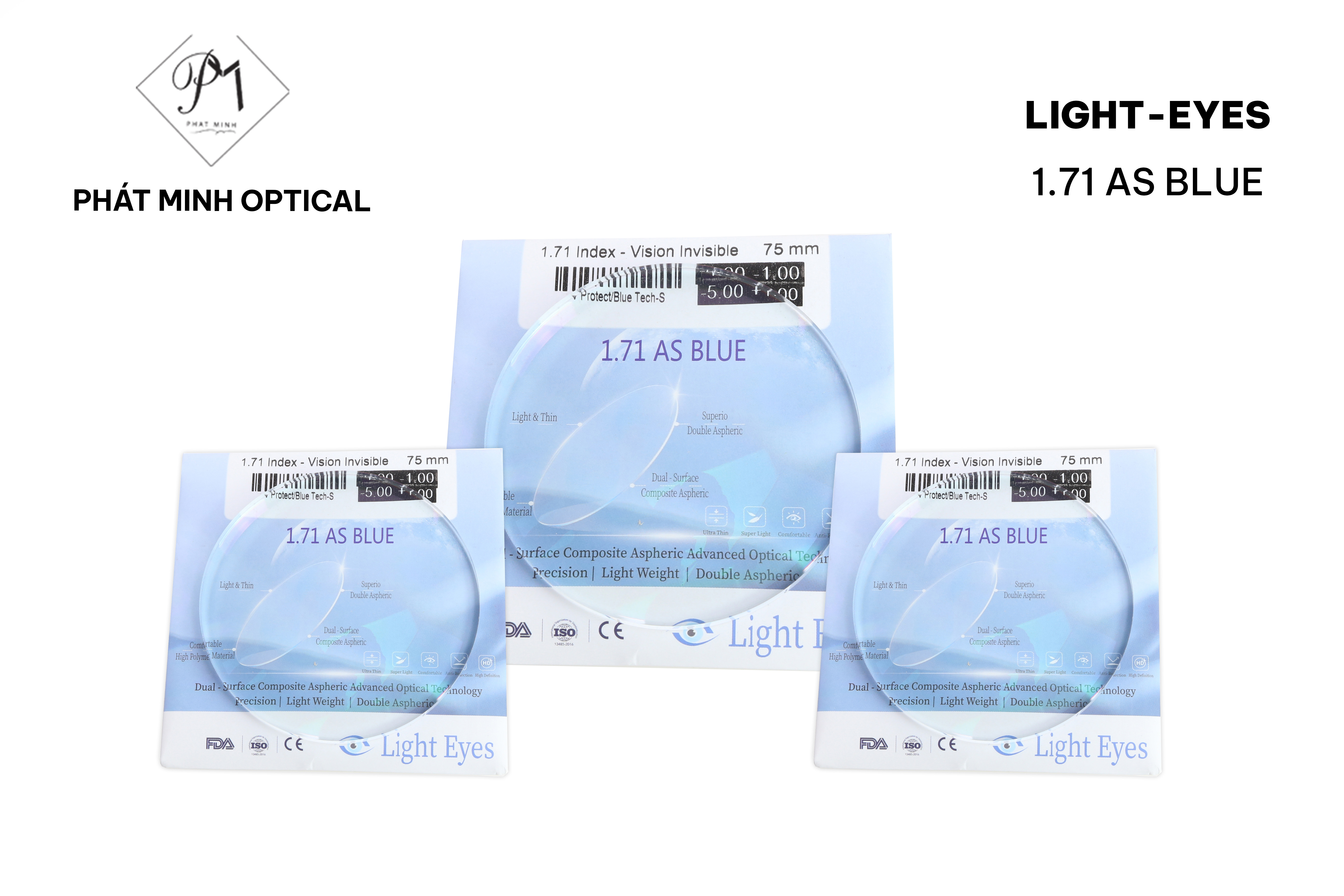 Tròng kính Light Eyes 1.71 AS Blue