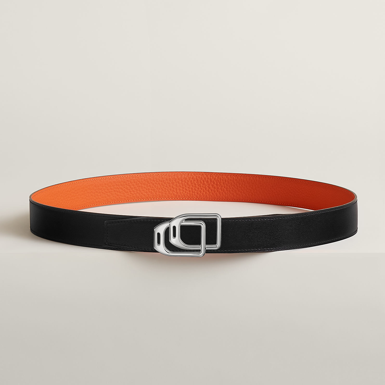 Jockey au Carre belt buckle & Reversible leather strap 32 mm
