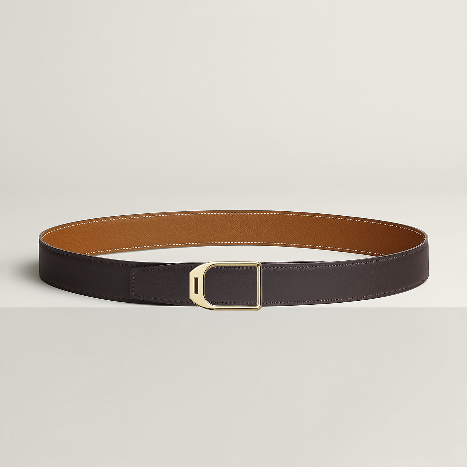 Jockey belt buckle & Reversible leather strap 32 mm