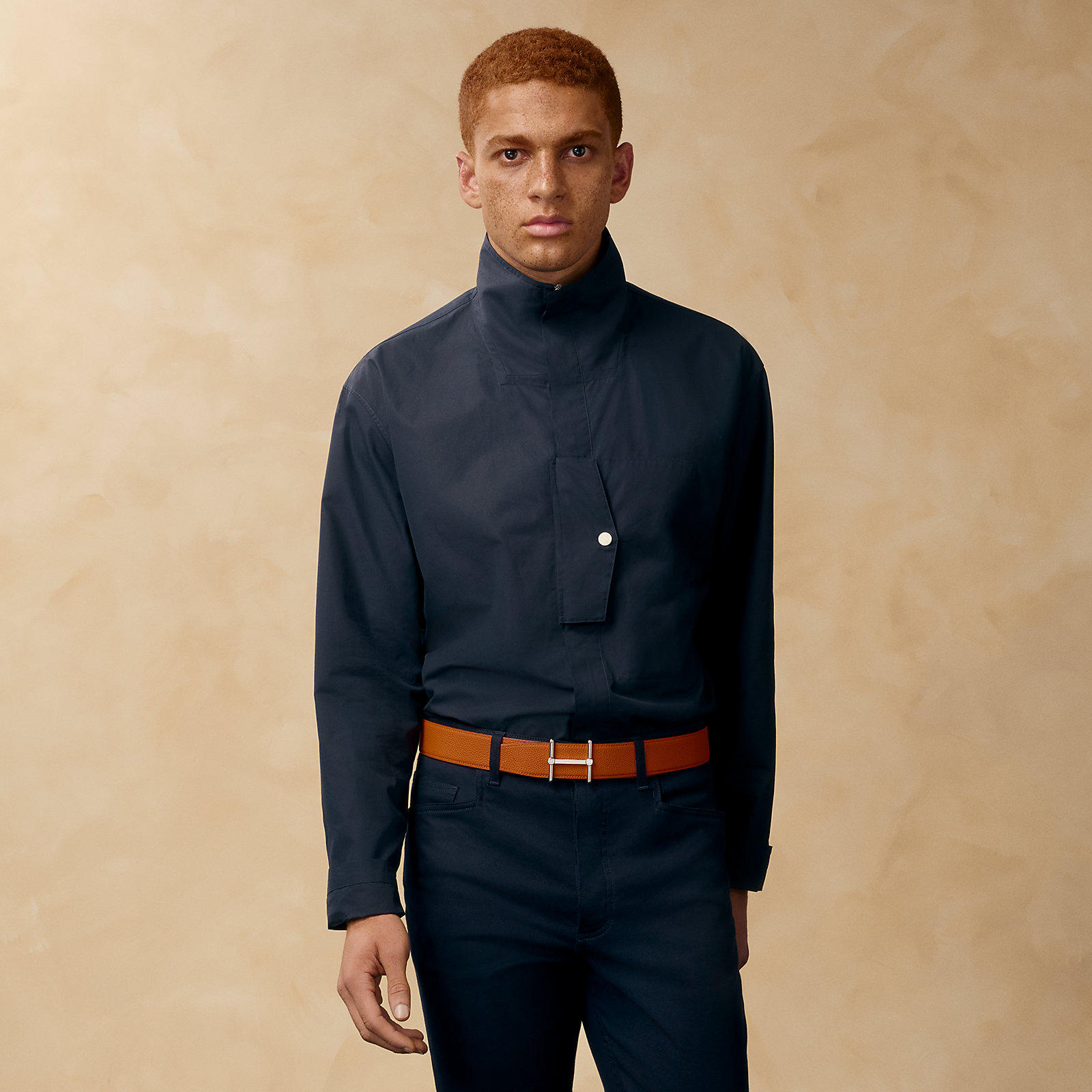 Swing belt buckle & Reversible leather strap 32 mm