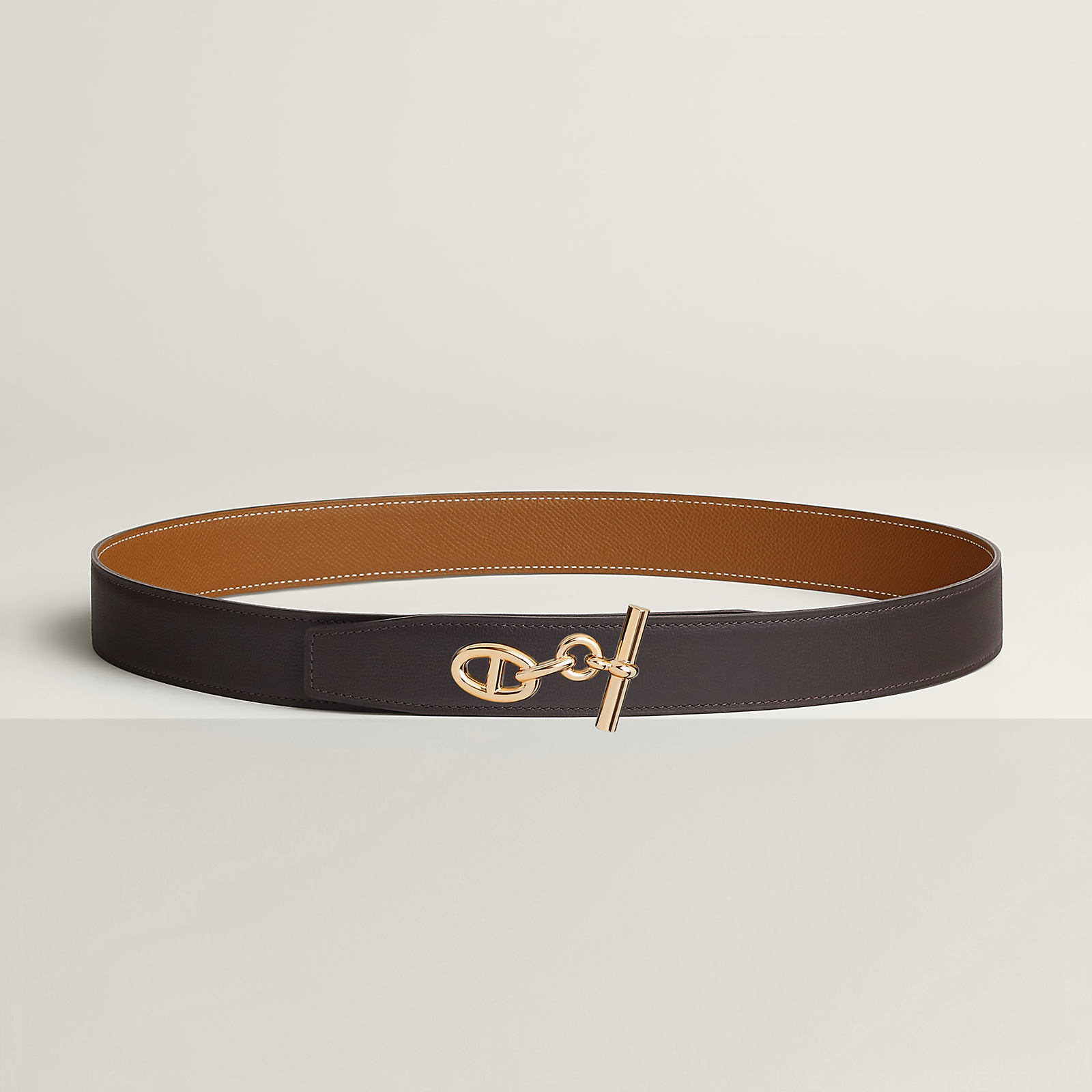 Yachting belt buckle & Reversible leather strap 32 mm