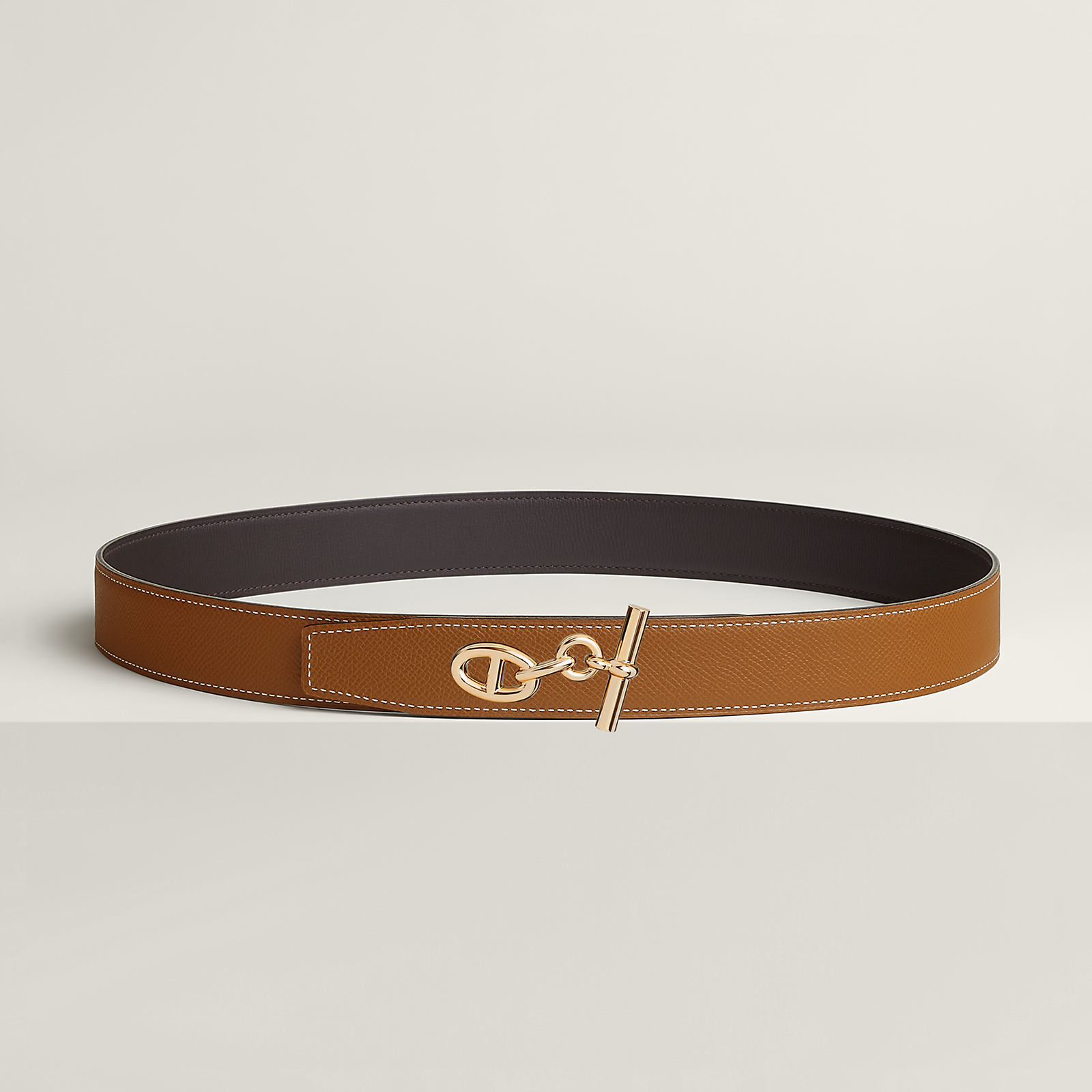 Yachting belt buckle & Reversible leather strap 32 mm