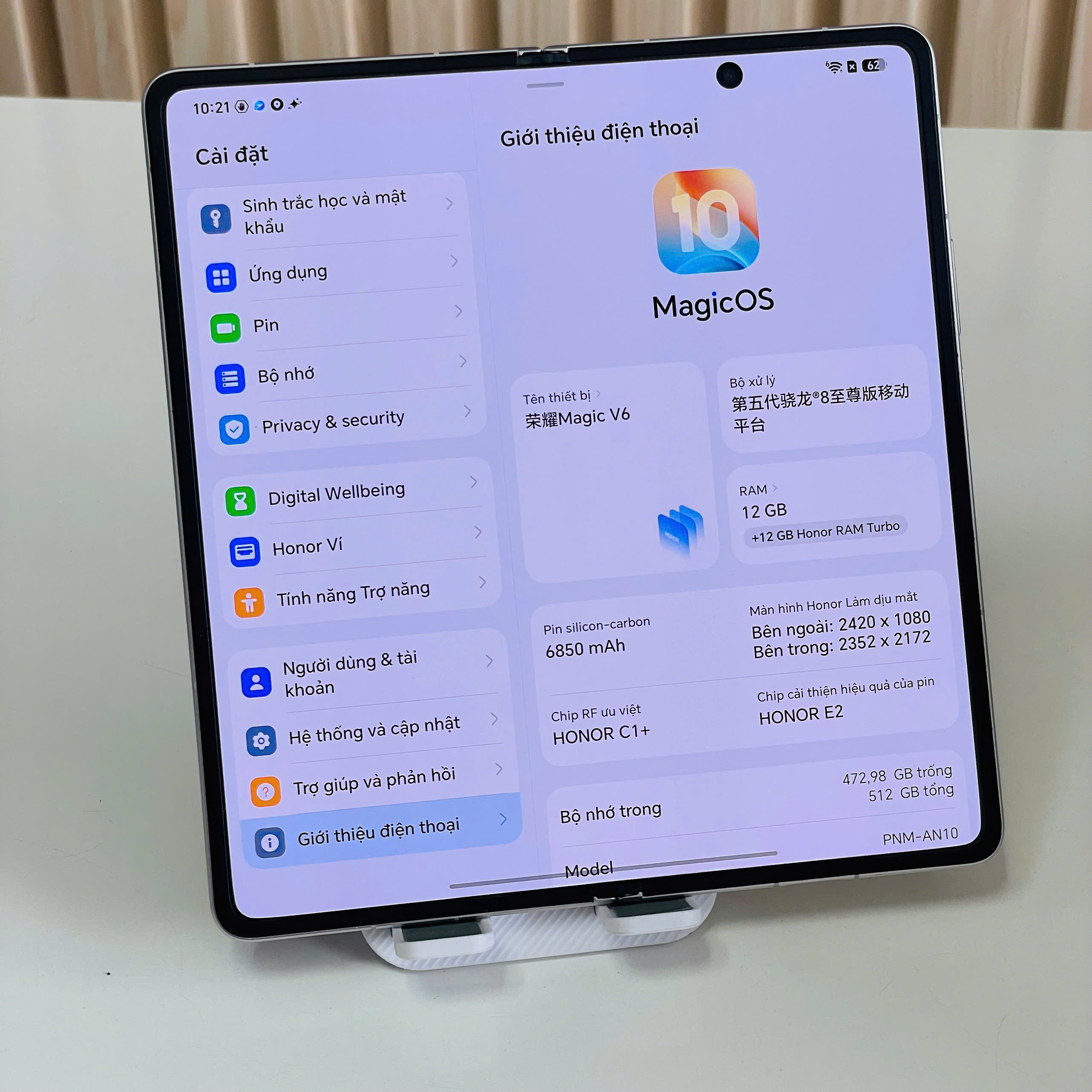 🔥 HONOR MAGIC V6 – 12GB/512GB Trắng Đẹp 99% Pin 100%